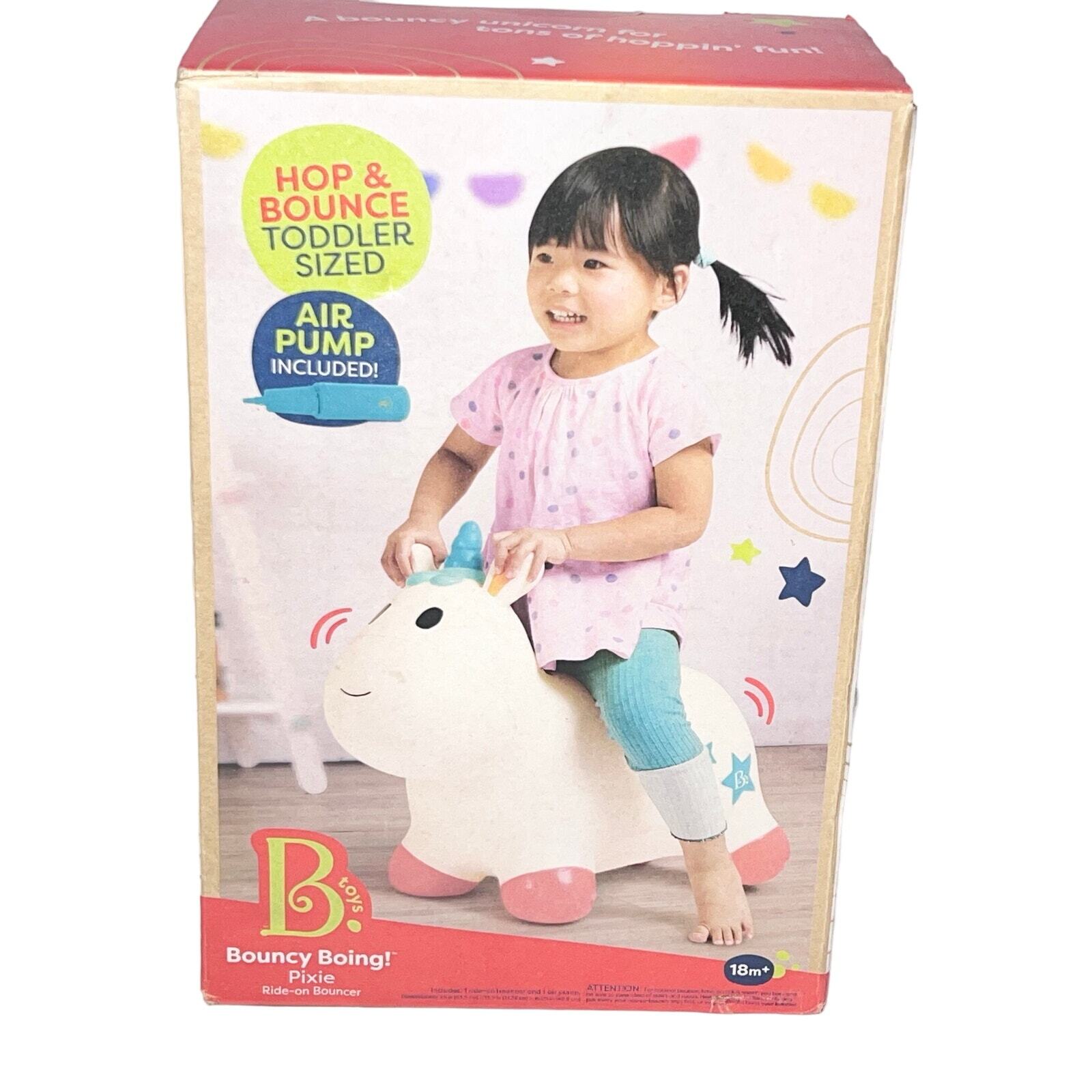 B Toys Ride On Toy Unicorn Hopper Bouncy Boing Pixie Air Pump Included (18m +)