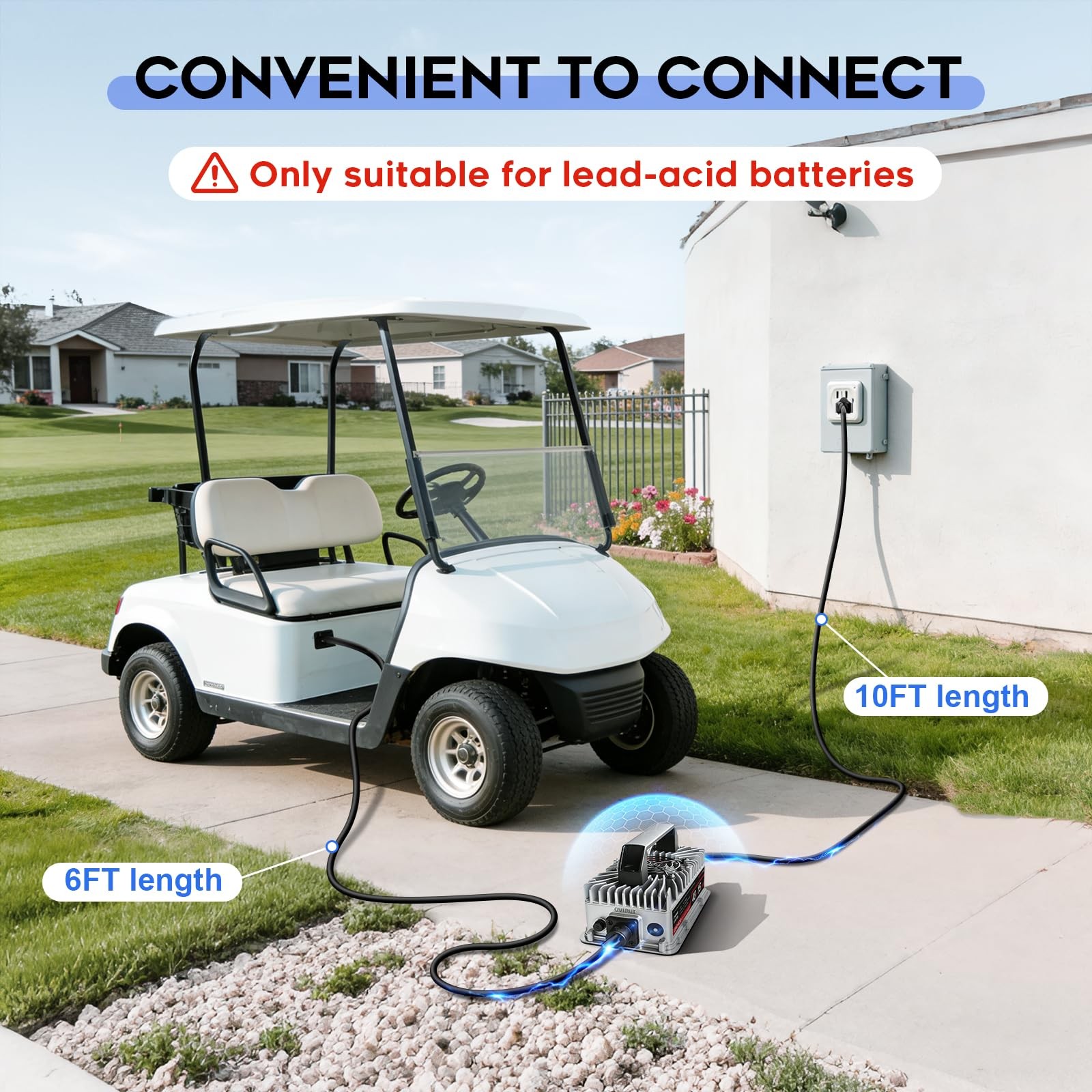 48 Volt 15 Amp Golf Cart Charger for Yamaha G29 Drive/Drive 2 w/ 3 Pin Leaf Plug