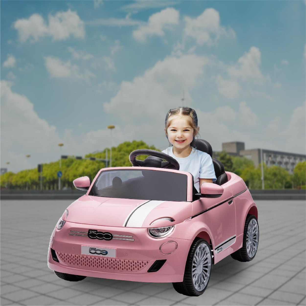 Fiat 500 12V Battery Duodrive Kidpro Ride-On Car with Dual-Drive Mode, Manual an