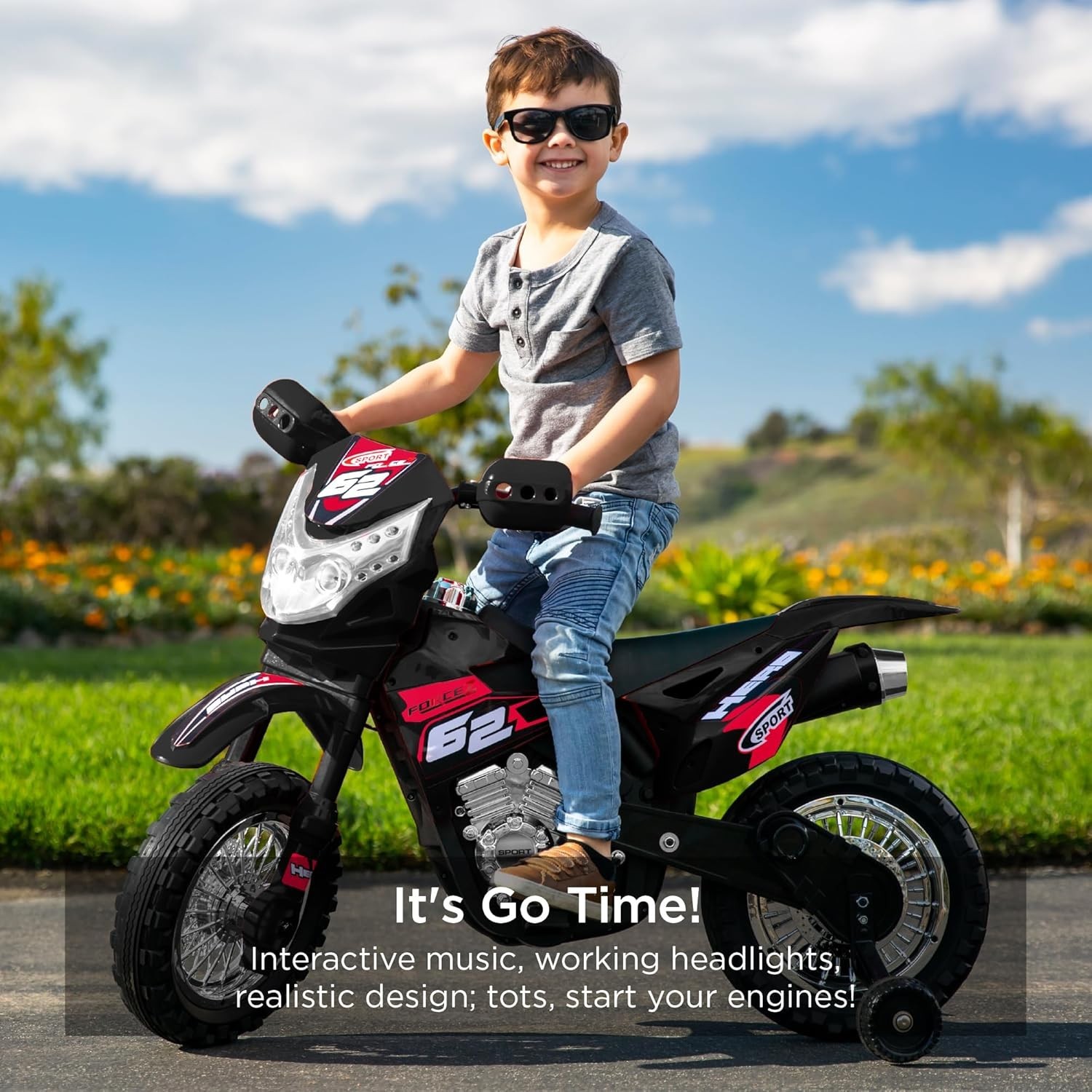 Best Choice Products Kids 6V Ride-On Motorcycle w/ Lights, Sounds,Training Wheel