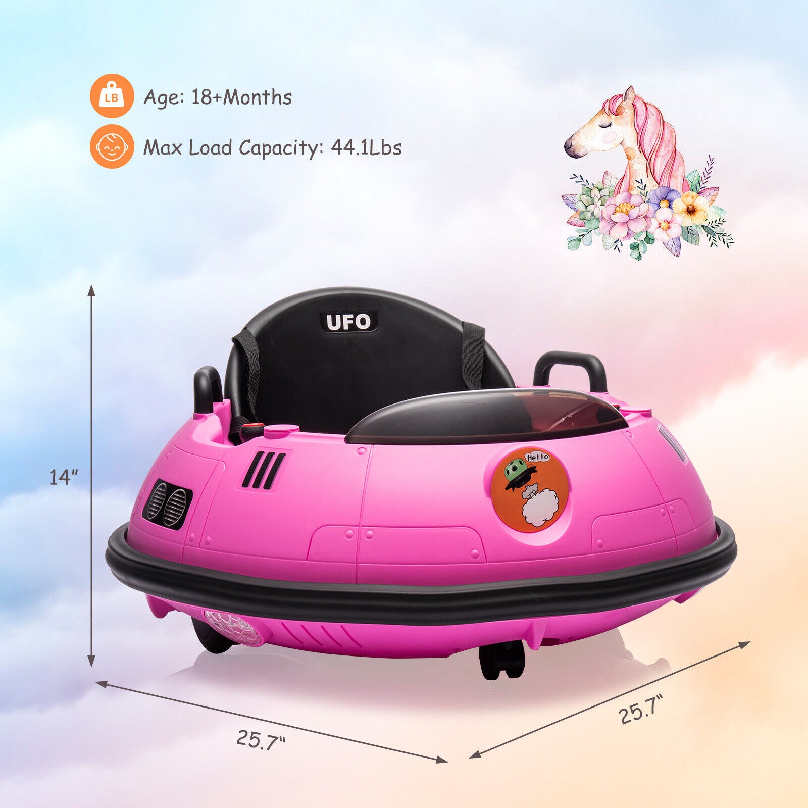 12V Kids Toddler Bumper Car for Toddlers 1-5 with Remote Control
