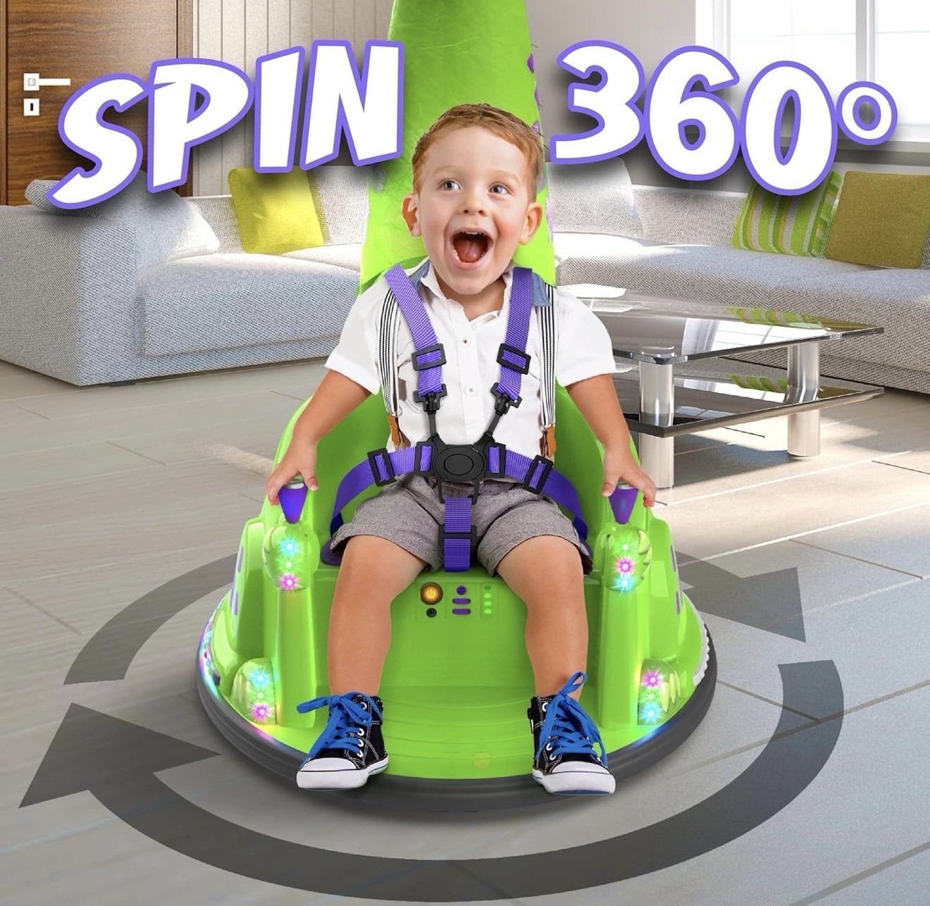 Bumpeez Bumper Car, 12V Electric Ride Toy with Remote Control, 3-6yrs Kids GREEN