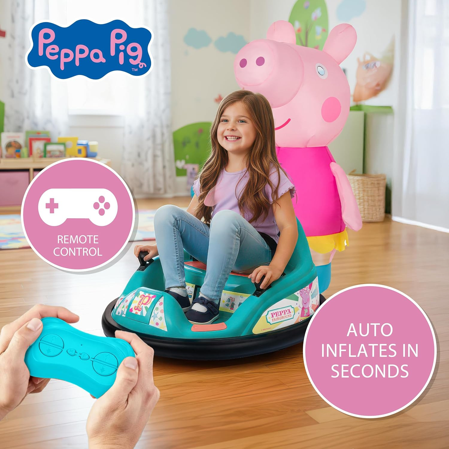 6V Peppa Pig Toy Toddler Bumper Car – Ride on Toddler Toy, Kids Electric Bumper