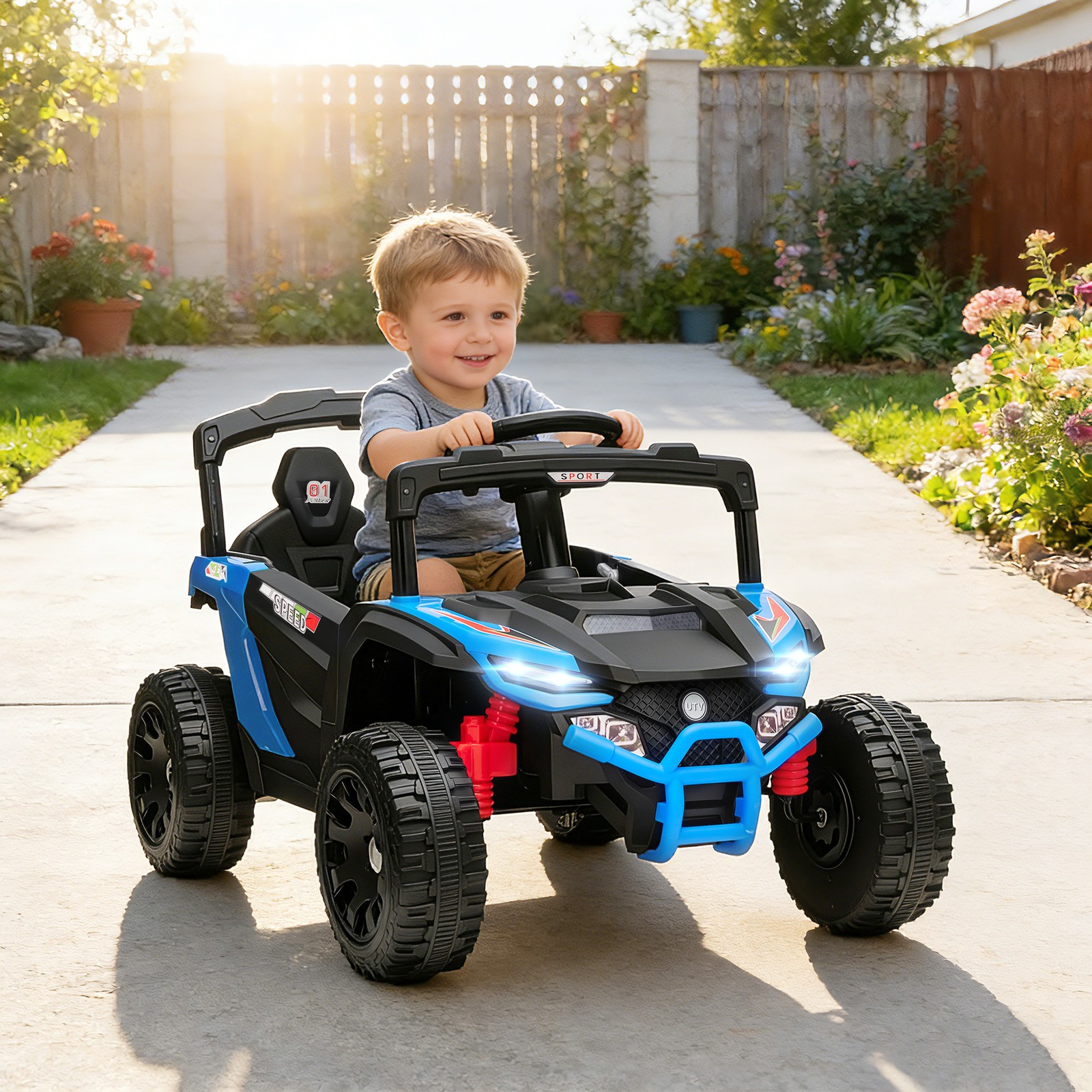 12V Kids Ride On Truck with Dual Motors for 3-5 Boys Girls, Blue