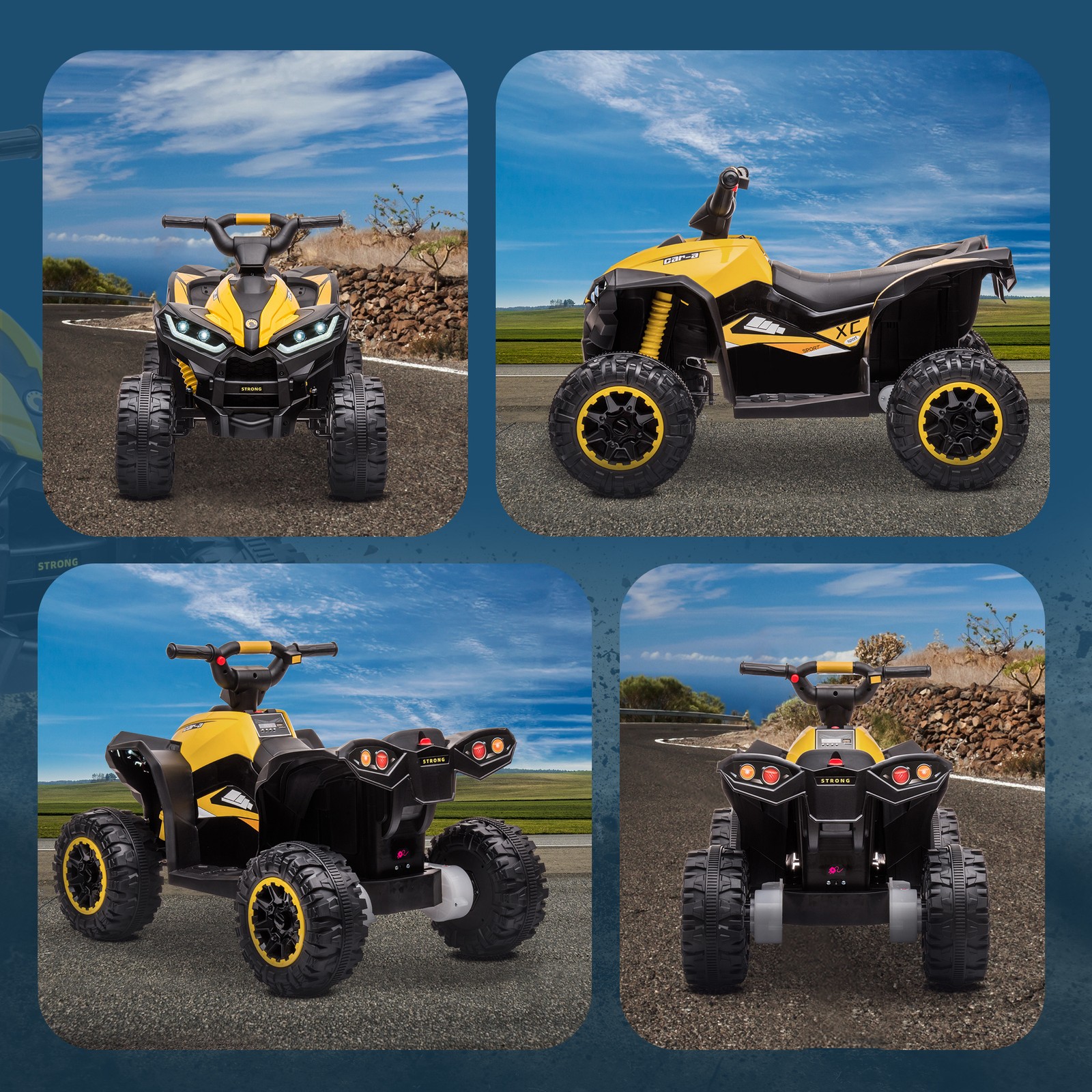 4 Wheeler for Kids, Electric ATV, with Music for 3-5 Years Old Yellow