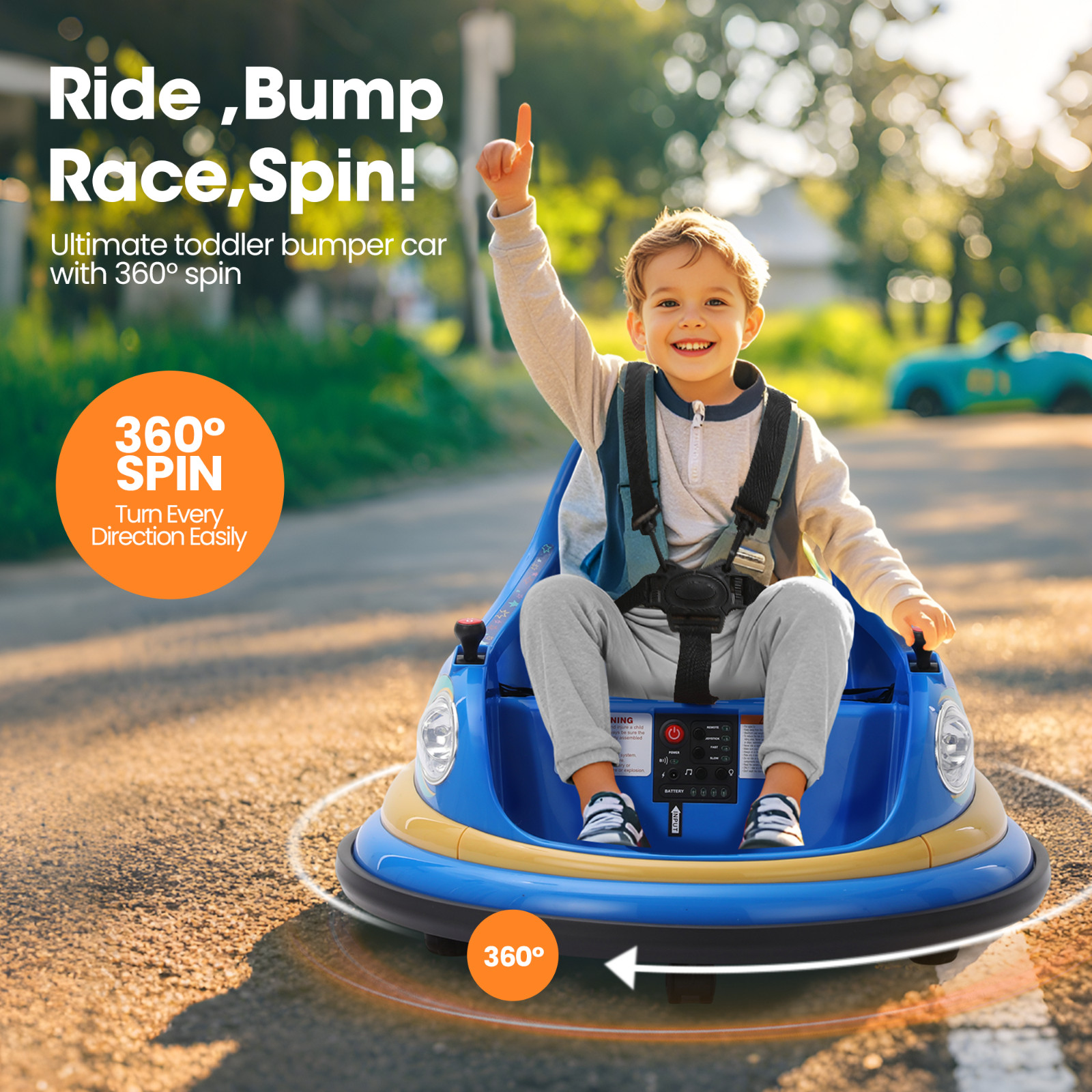 Electric Bumper Car for Kids 1.5-6 Years with Remote Control DIY Stickers 12V