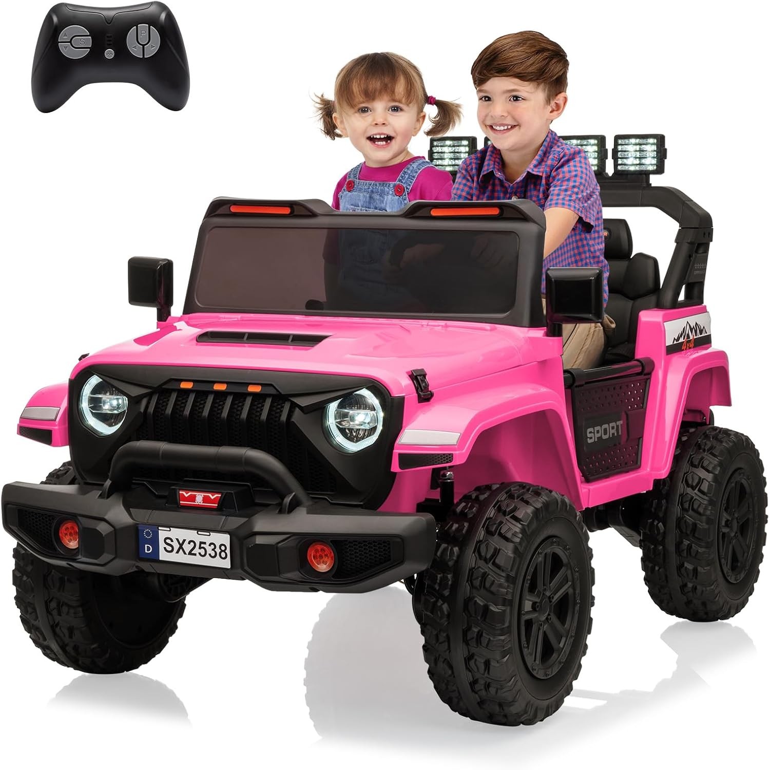 2 Seats 24V Ride On Car 4WD Electric Car Toys for Kids with Remote ＆ 7AH Battery