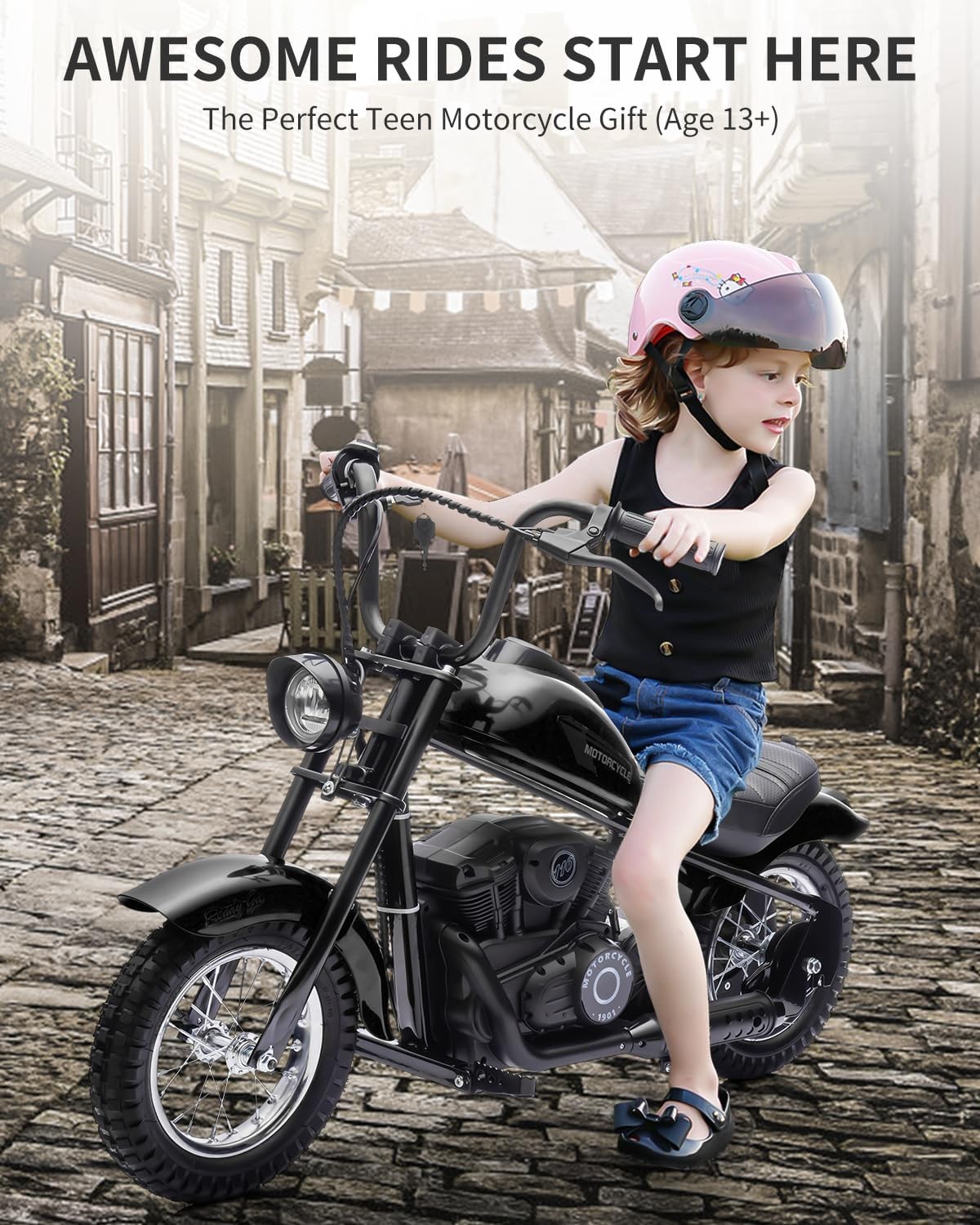 Kids Electric Dirt Bike Ages 8+,24v 250w,14MPH High Speed | LED Lights for Boys