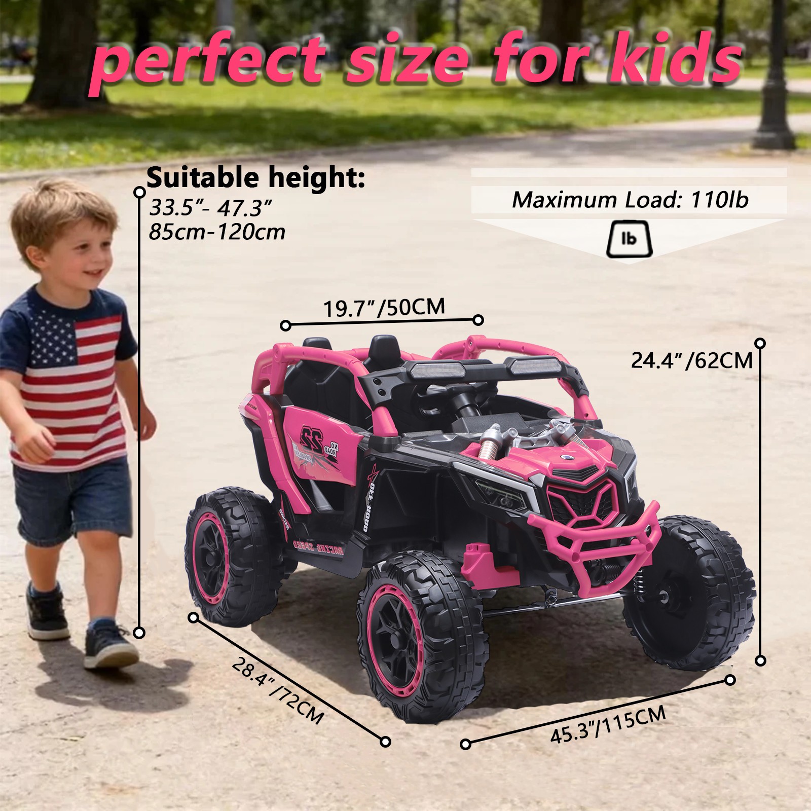 2 Seaters Ride on UTV 24V 400W Kids Electric Car Truck with Remote Music Light