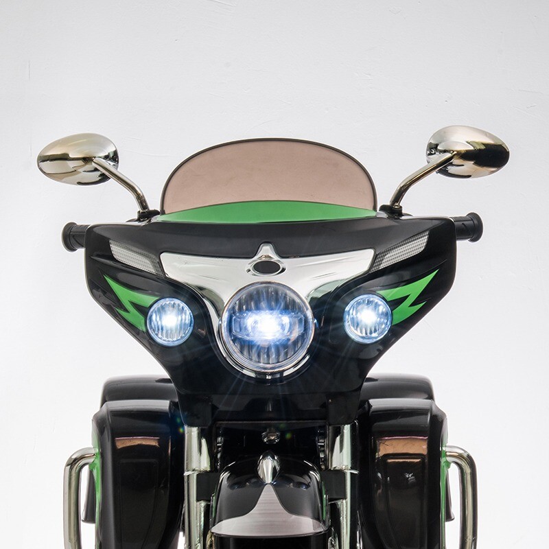 12V Kid Motorcycle Ride On Toy Key Start 3-Wheel 2-Seat Motorbike for 3-6 Black