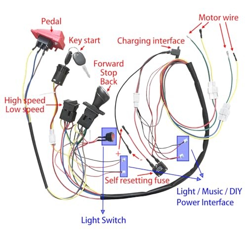 Motor Gearbox Wires Harness Conversion Kit Set for Power Wheels Trax 12V