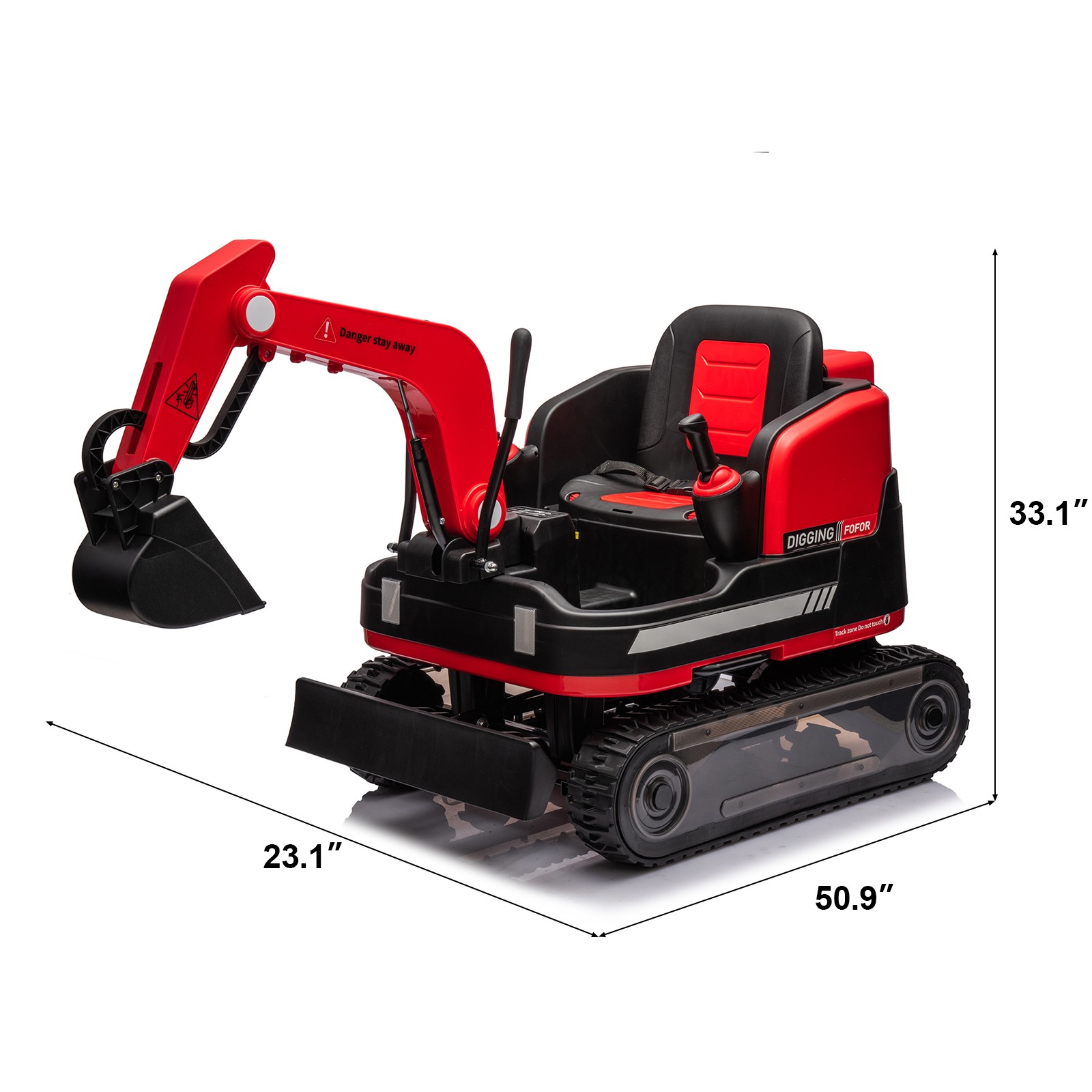 2 IN 1 360° Red 12V Battery Powered Kids Ride On Excavator Bulldozer with Remote