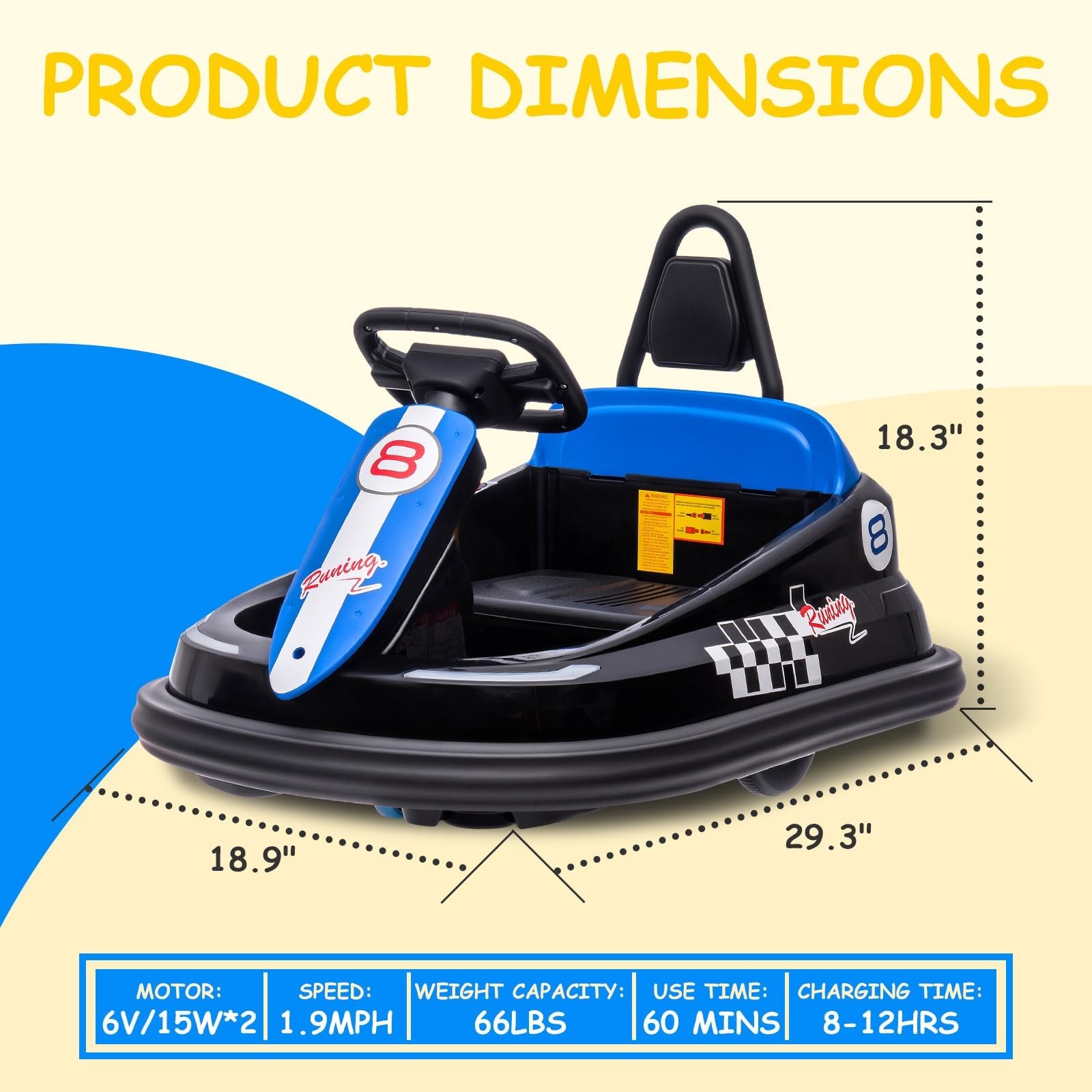 Kids Electric Bumper Car 6V Ride-On Toy 2-Speed Ride-On Vehicle Steering Wheel C