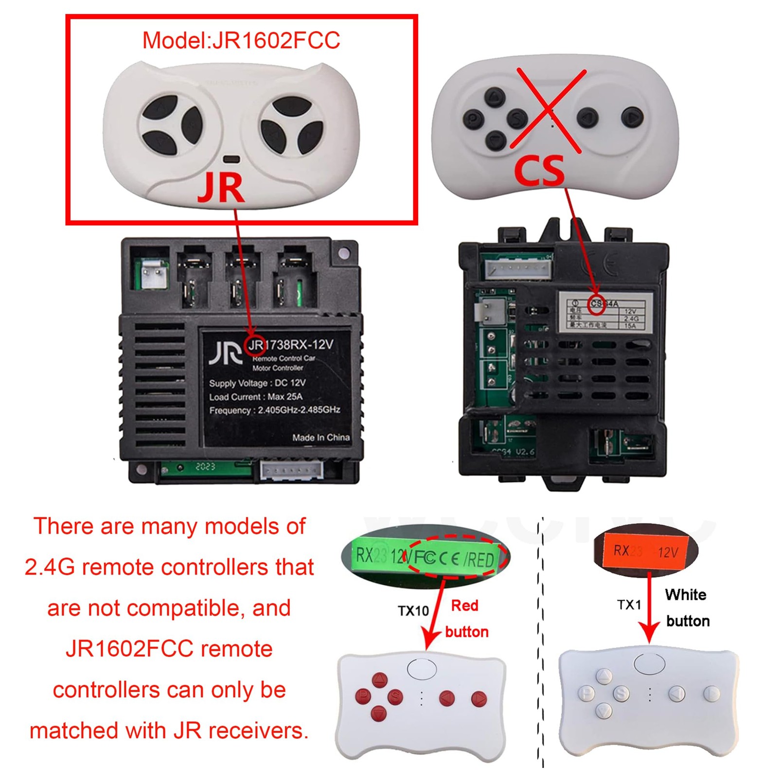 Remote Control Transmitter 2.4G Bluetooth White Model JR1602 for JR Receiver