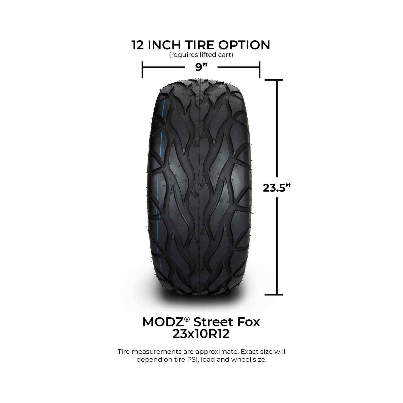 MODZ® Street Fox 23×10-R12 Radial DOT Golf Cart Tire Street Low Profile (4-