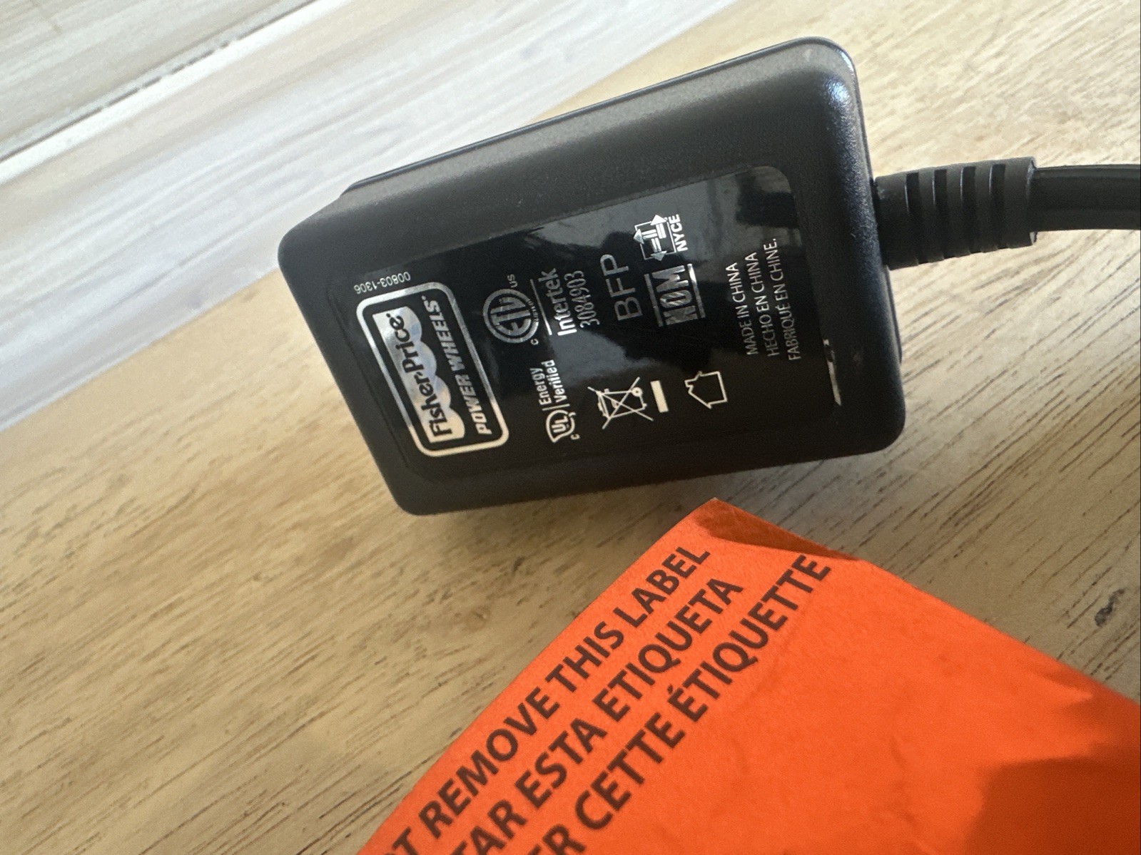 Genuine OEM Fisher Price Power Wheels 00803-1295 Class 2 12V Battery Charger