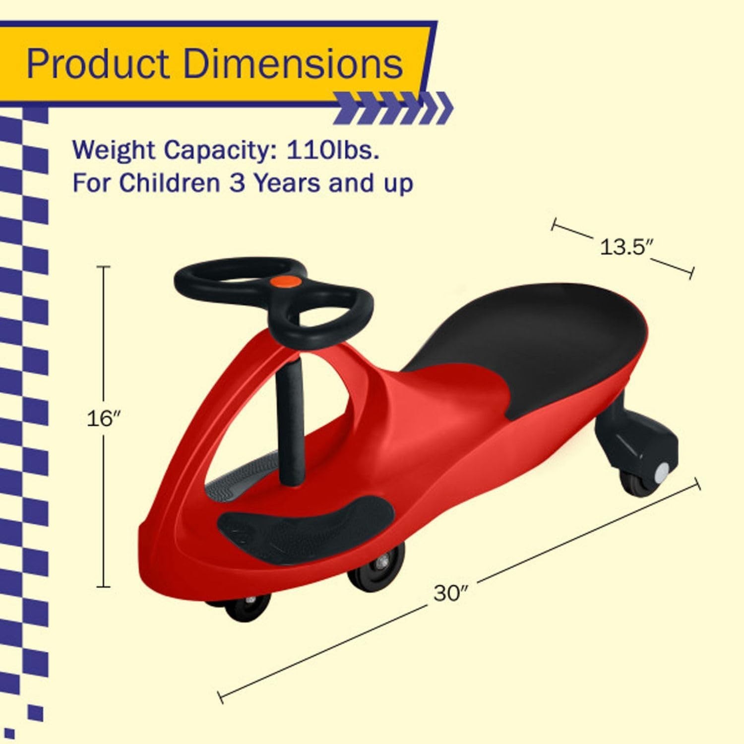 Wiggle Car Ride-On Toy for Ages 3+ – No Batteries, Just Twist & Go (Red)