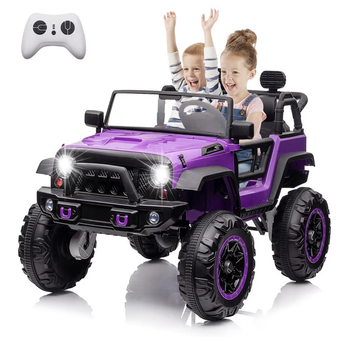 24V children’s stroller, 2 seats, 4-wheeled truck for big children with maximum