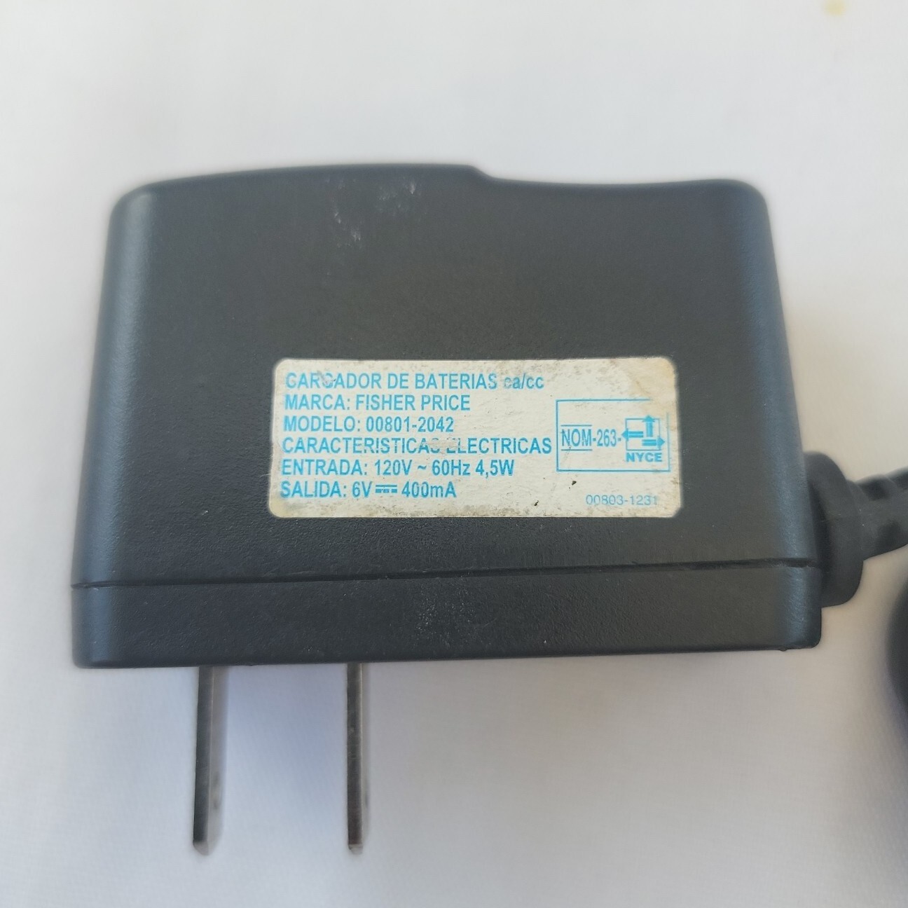 Fisher Price Power Wheels 6V Class 2 Battery Charger (00801-2042)