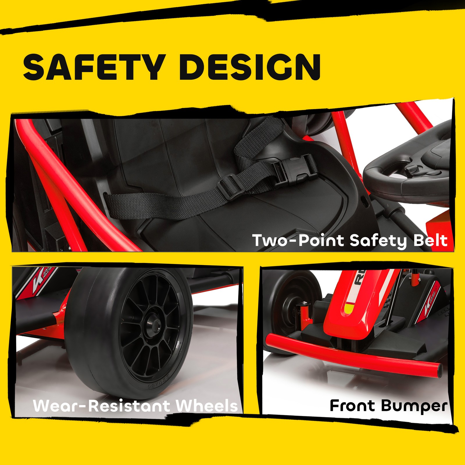 24V 8.1 MPH Electric Drift Kart for Kids with Dual Motors, Soft Start, Red