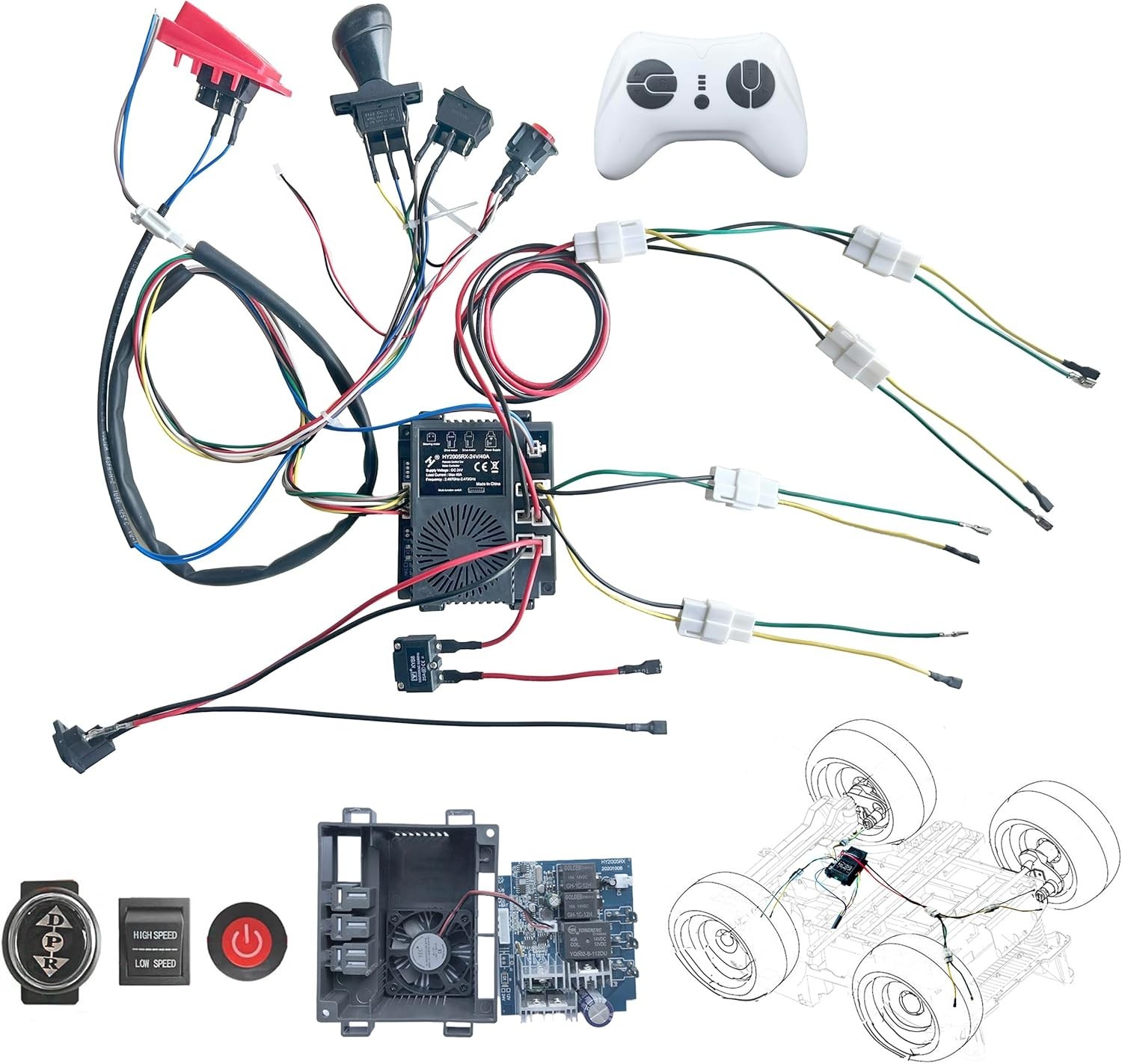 24 Volt DIY Wires Harness Conversion Kit for Kid’S Ride on Toys Car,2.4G Set of