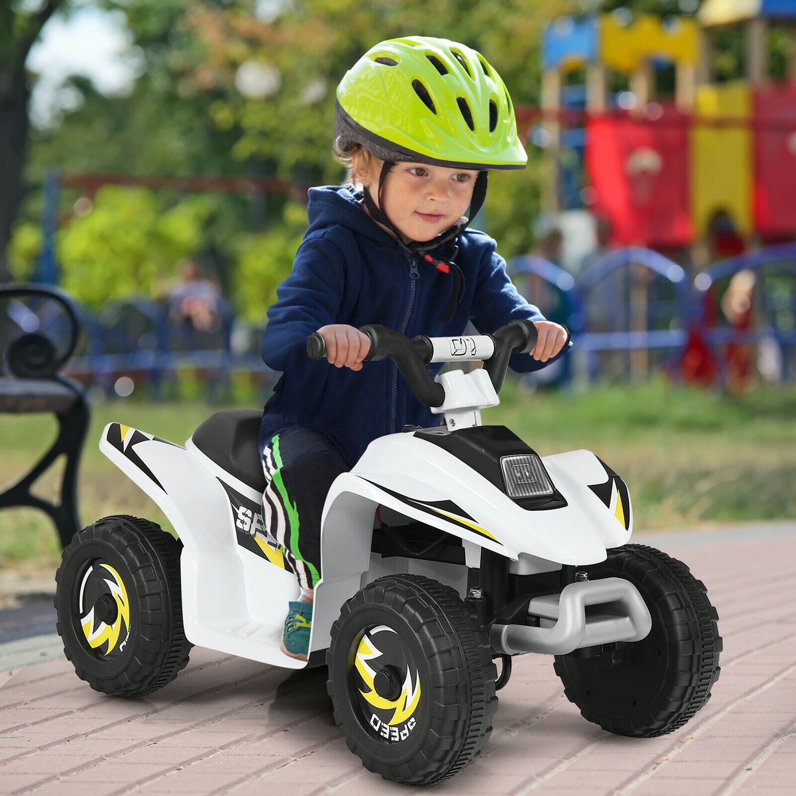 6V Kids Electric Quad ATV 4 Wheels Ride On Toy Toddlers Forward & Reverse White
