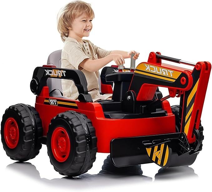 12V 10AH Electric Toy Excavator 4WD Battery Powered Sand Digger w/Remote Control