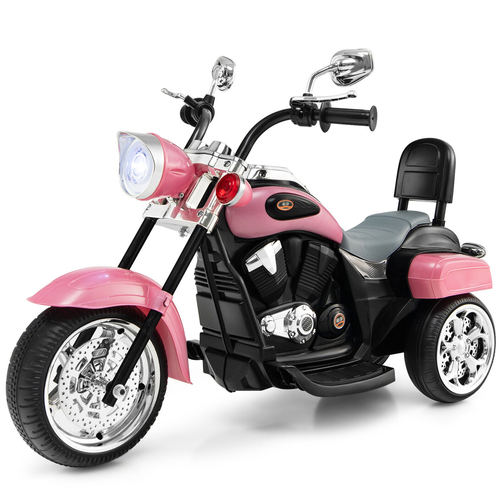 6V Kids Ride On Chopper Motorcycle 3 Wheel Trike with Headlight Pink