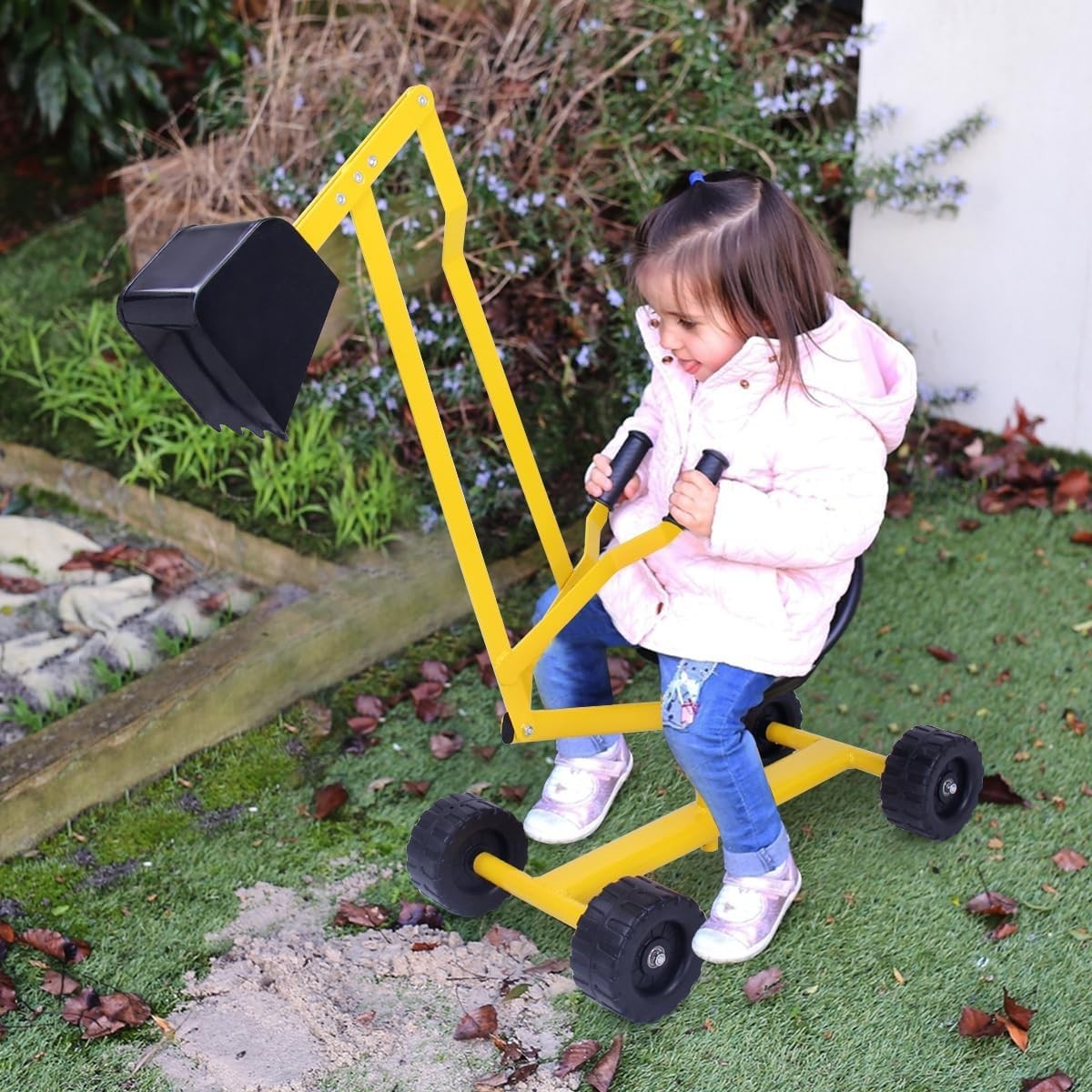 Sturdy Kids Excavator Toy with Rotating Seat & Wheels for All-Season Play