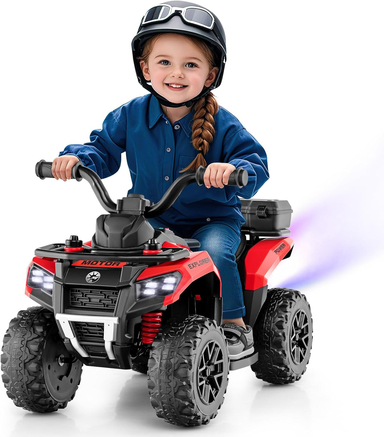 Kids ATV with Spray Function, Remote Control, Storage Trunk, 6V Toddler Ride on
