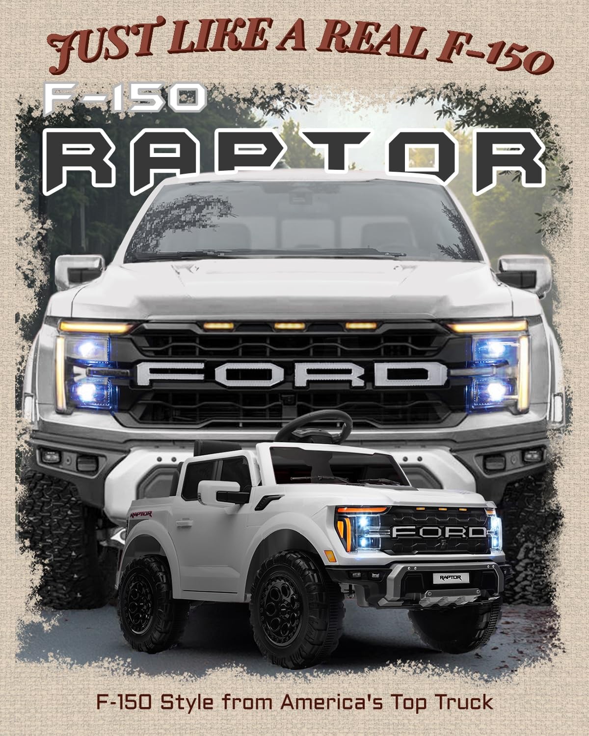 First Ride On Licensed Ford F-150 Raptor 12V Kids Ride On Truck Ride On Toys
