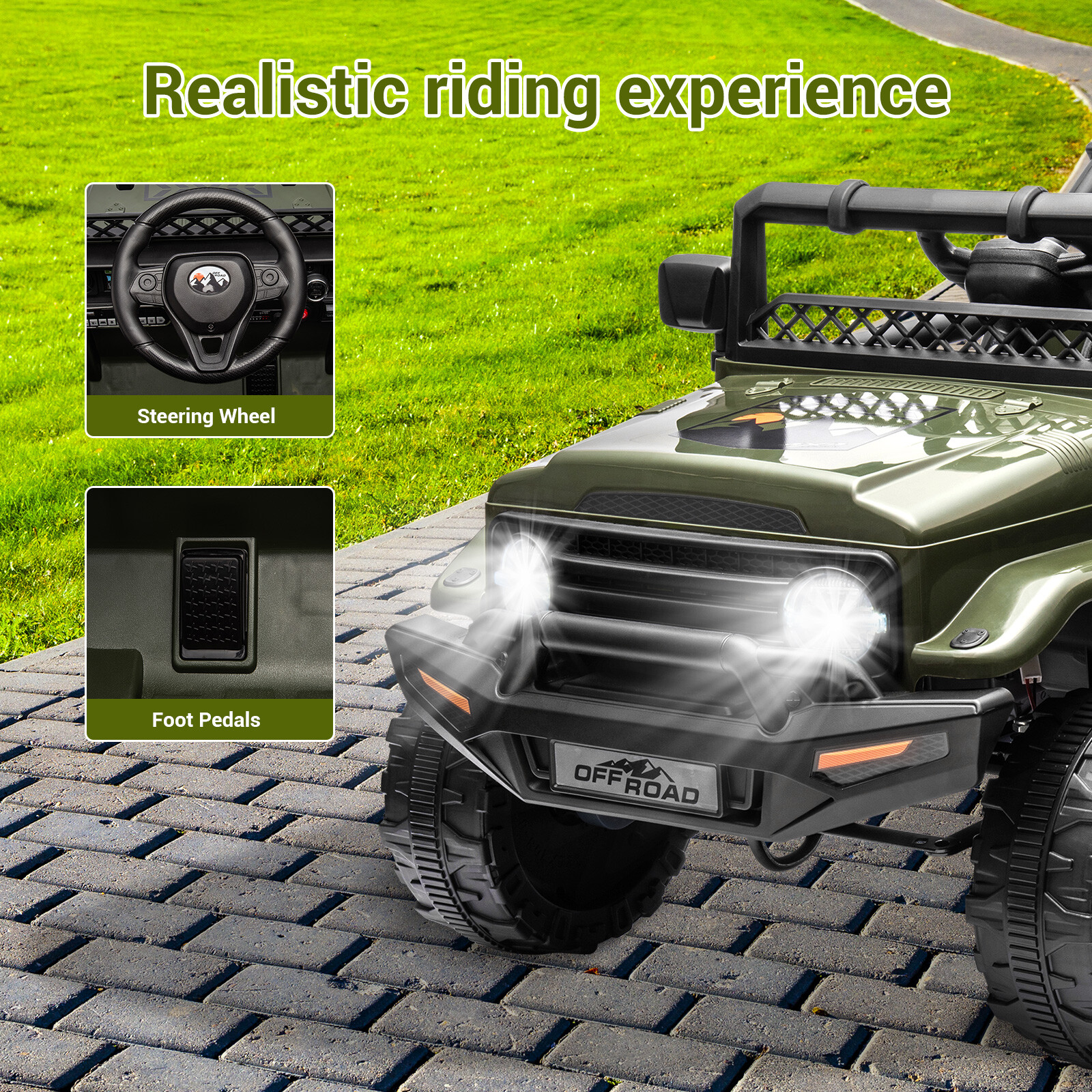 12V Electric Vehicle Jeep Car w/Remote Control Kids Ride On Truck Toys 2-Seater