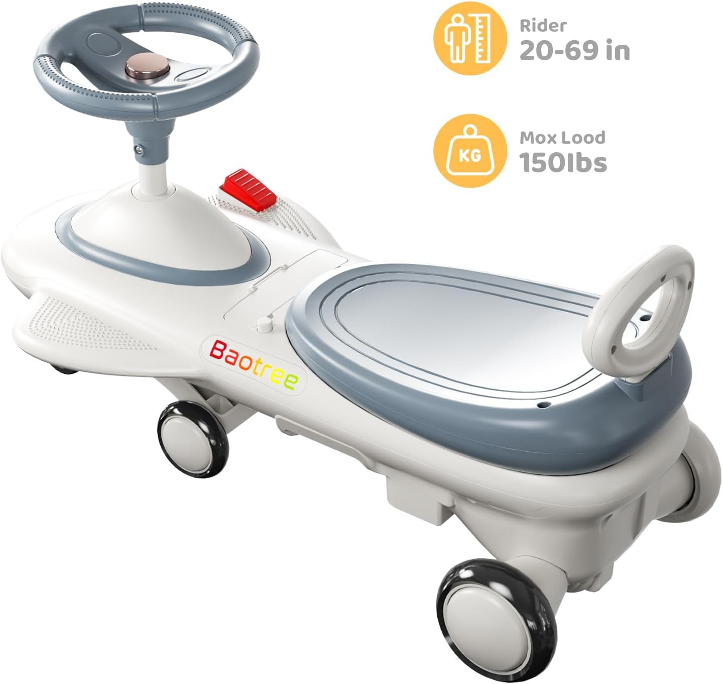 12V Kid Electric Wiggle Car with Pedal Rechargeable Battery LED Lights Swing Car