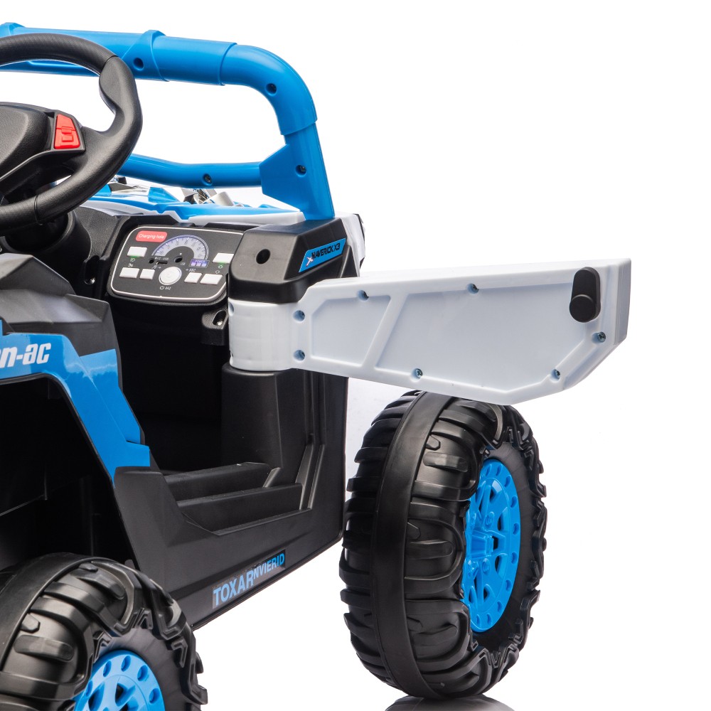 12V Kids Ride On Electric UTV, Anti-Slip Wheels w Front Shock Absorbers, Blue