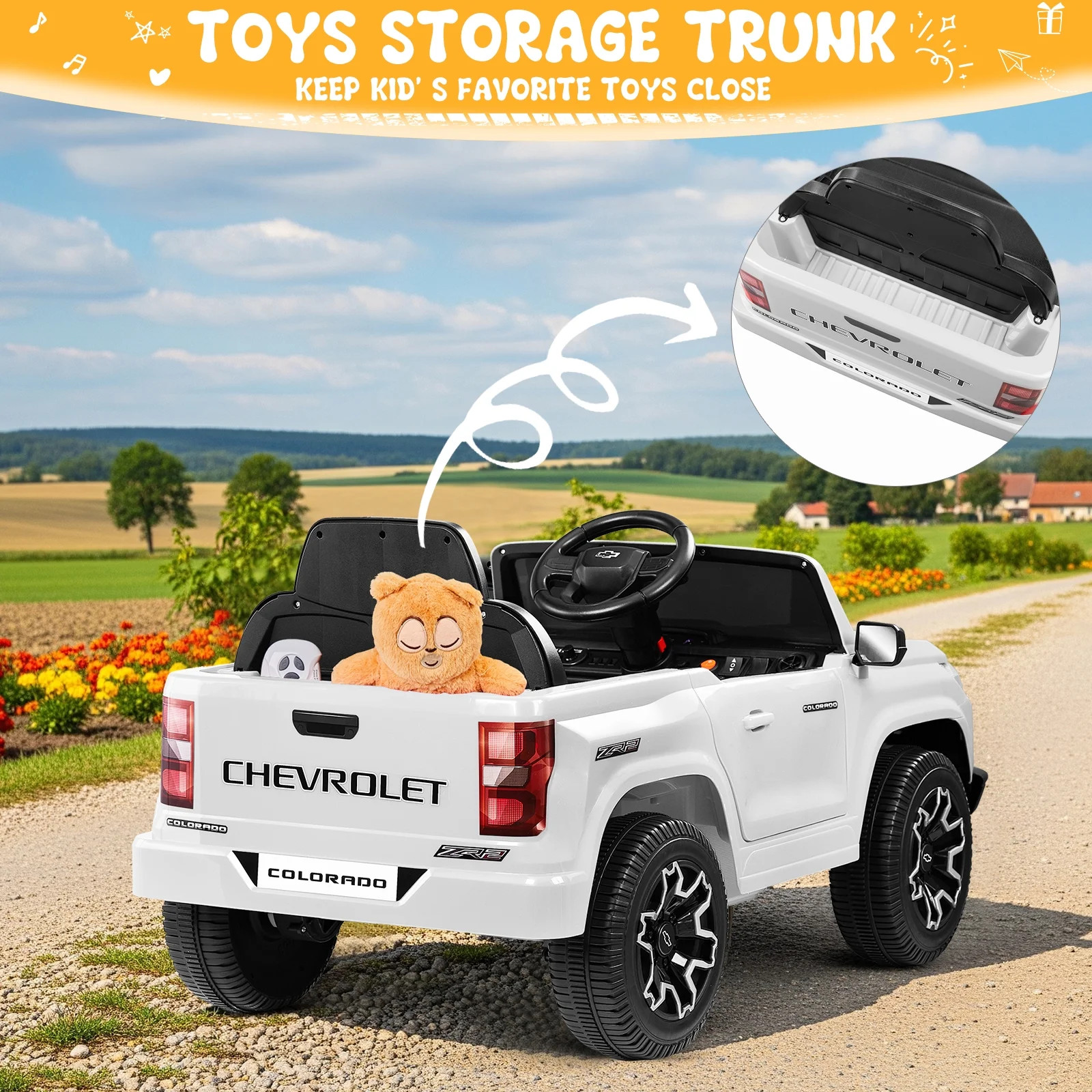 12V Licensed Chevrolet Colorado Ride-On Car for Kids with Remote