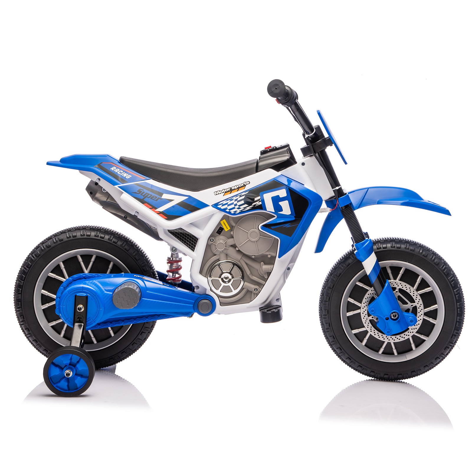 Electric 12V Blue Kids Ride On Motorcycle Bike Motorbike w/ Training Wheels