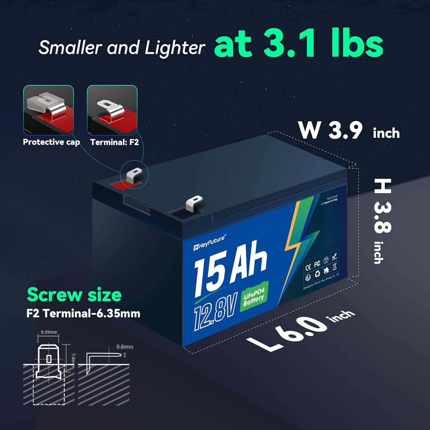12V 15Ah Lifepo4 Battery for Power Wheels Ride on Toys Upgrade Kit, 12 Volt Lith