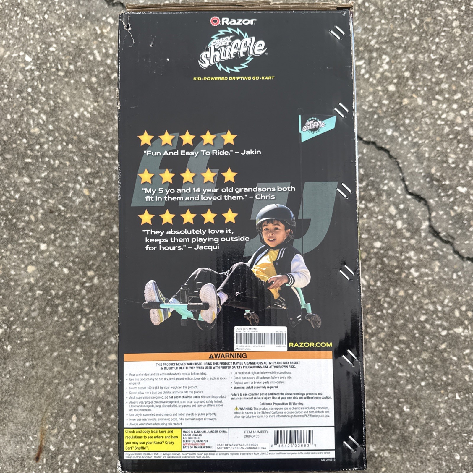 NEW Crazy Cart Shuffle by Razor Kid-Powered Drifting Go-Kart Ride-on for Ages 4+