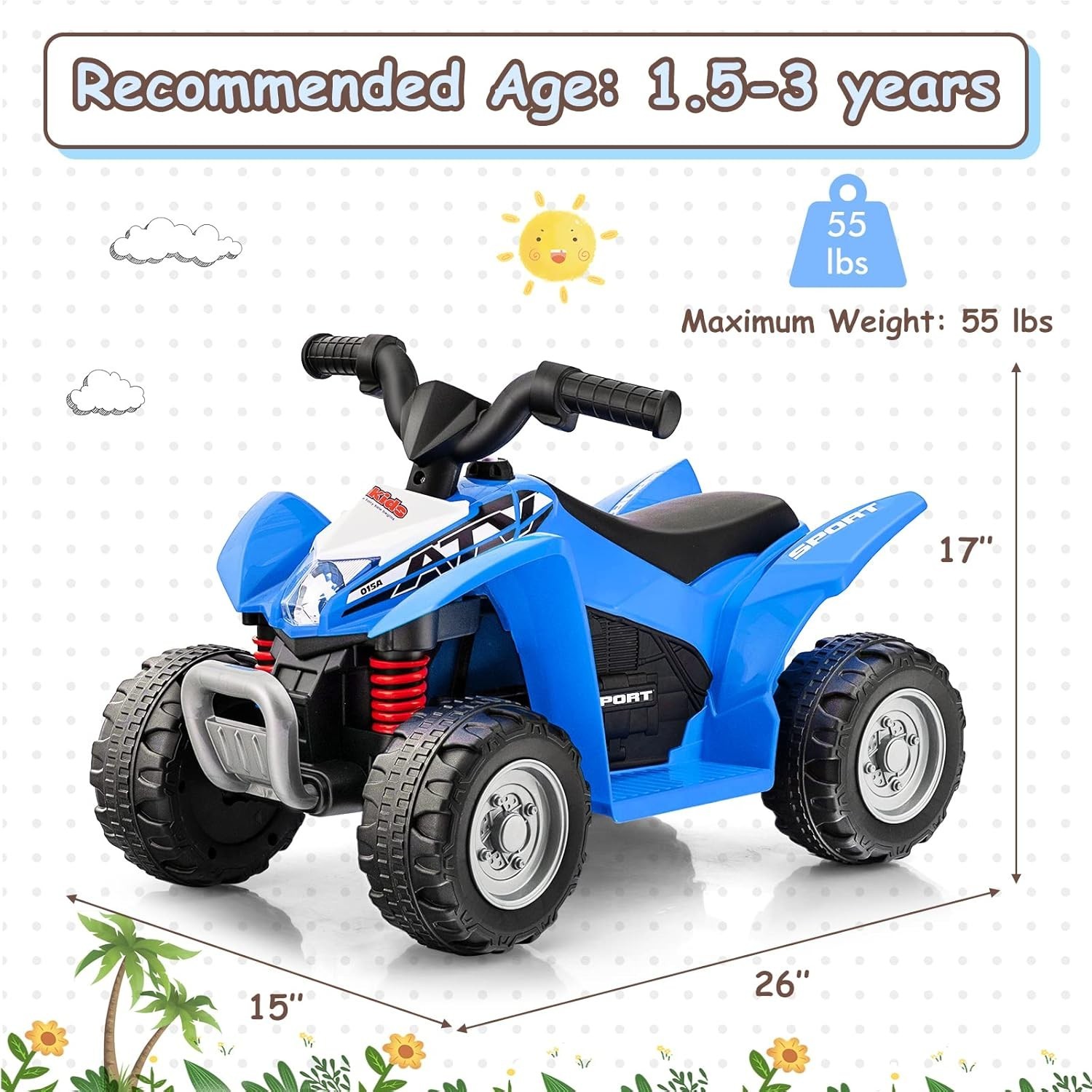 Kids 4-Wheeler Toy ATV with LED Lights – Safe & Exciting Ride On Experience