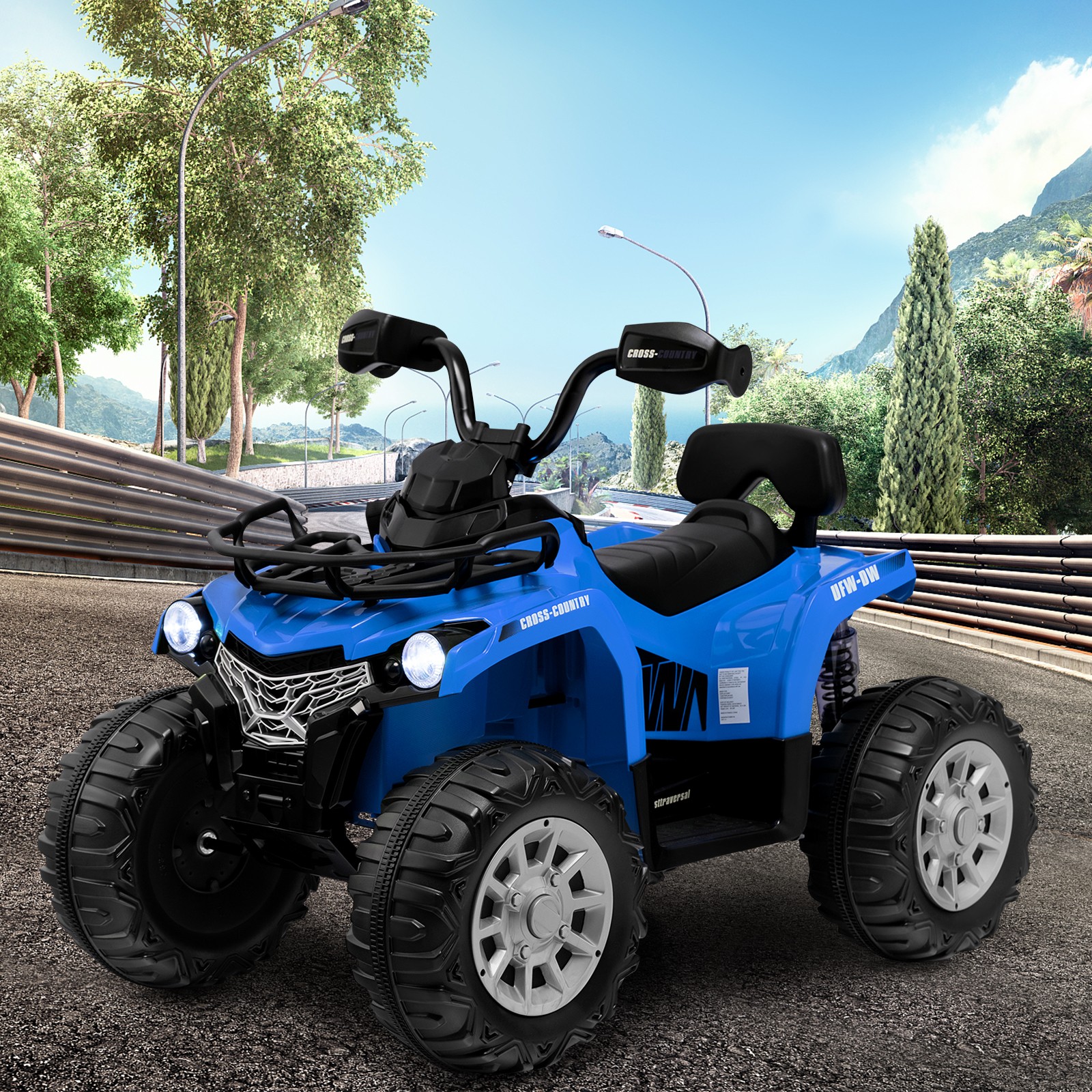 12V Kids Ride On ATV Electric 4-Wheeler Quad 2 Speeds w/ Mp3 & Headlights Blue