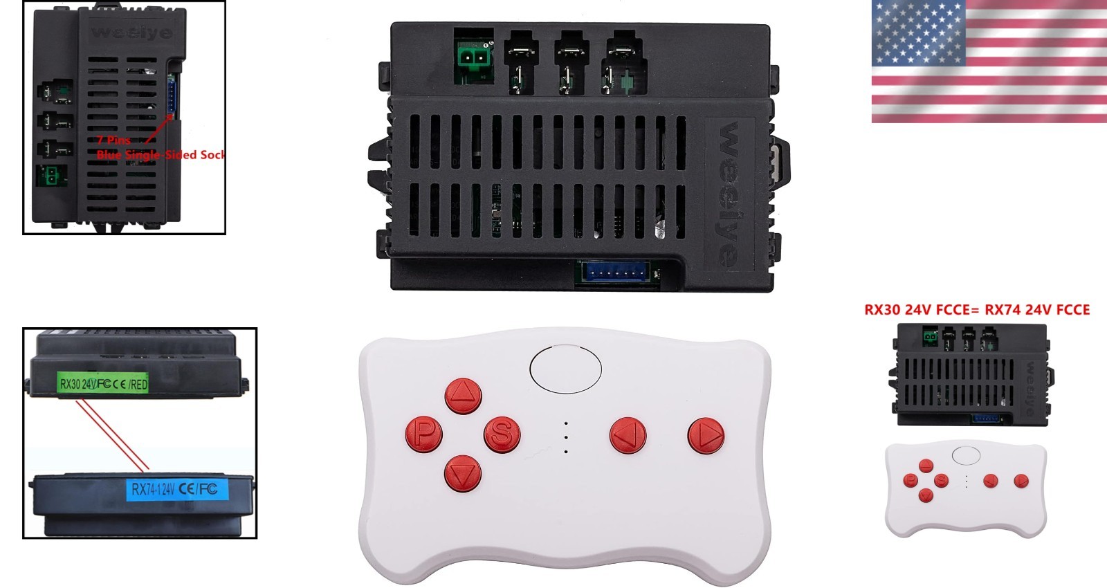 Powerful RX30 24V Replacement Kit: Bluetooth Remote & Control Box for Kids