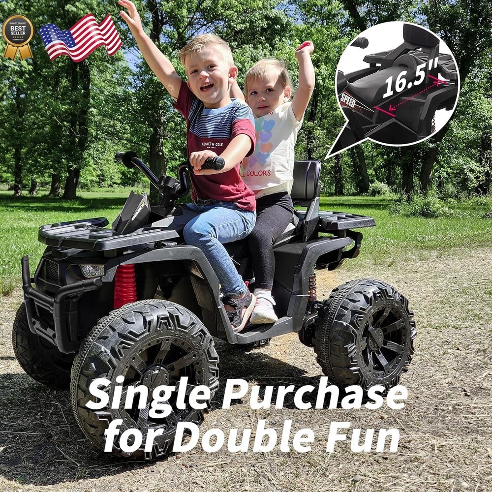 Kids ATV 4 Wheeler 24V Ride on Toys Car for Big Kids with 400W Motor 2 Black
