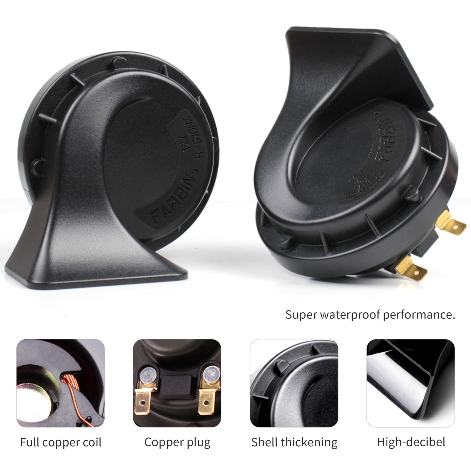 Horns Auto Horn 12V Car Horn Loud Dual-Tone Waterproof Snail Horns Kit Univer…