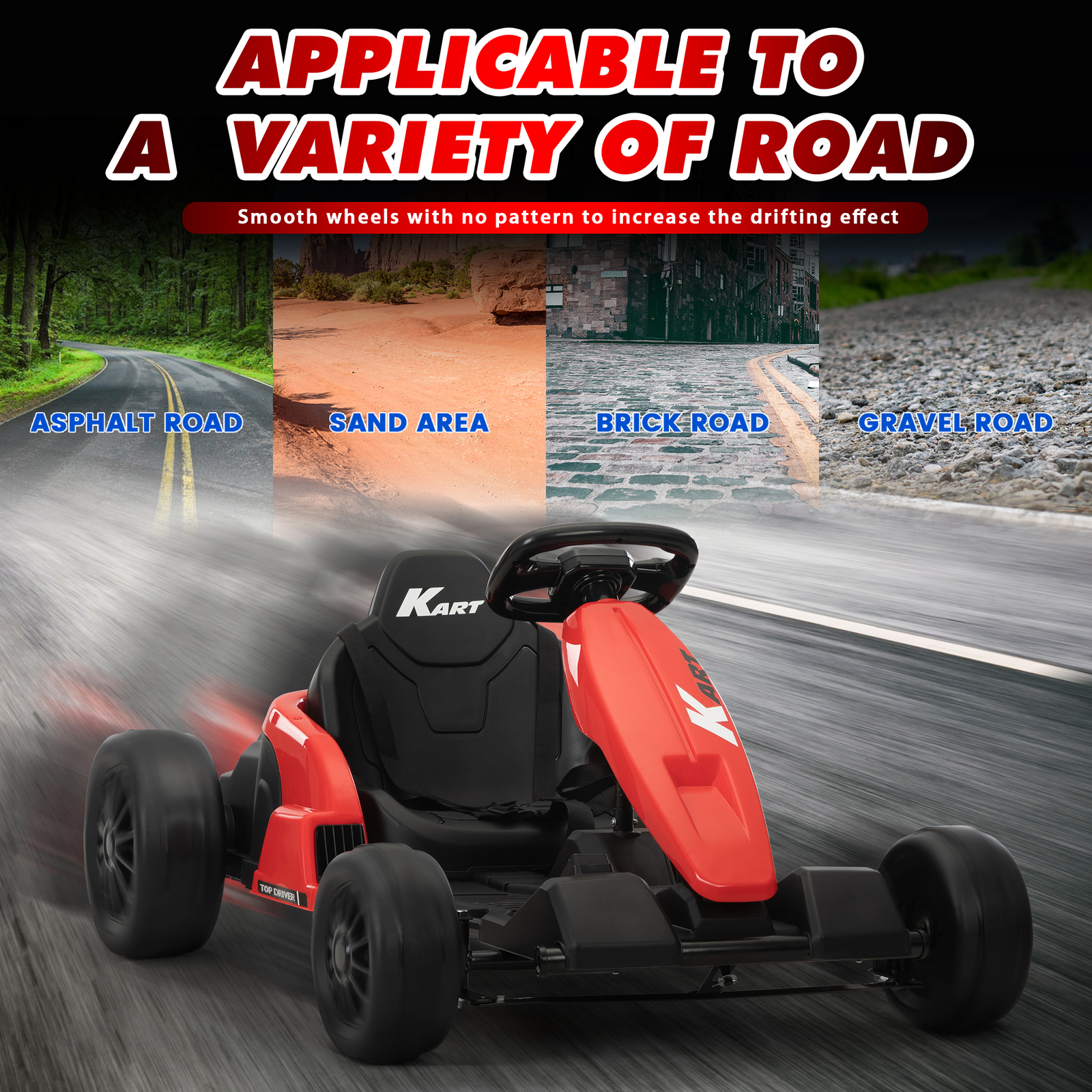 TOBBI 24V Kids Go-Kart Electric Power Ride On Toy Vehicle for Kids Aged 4-16