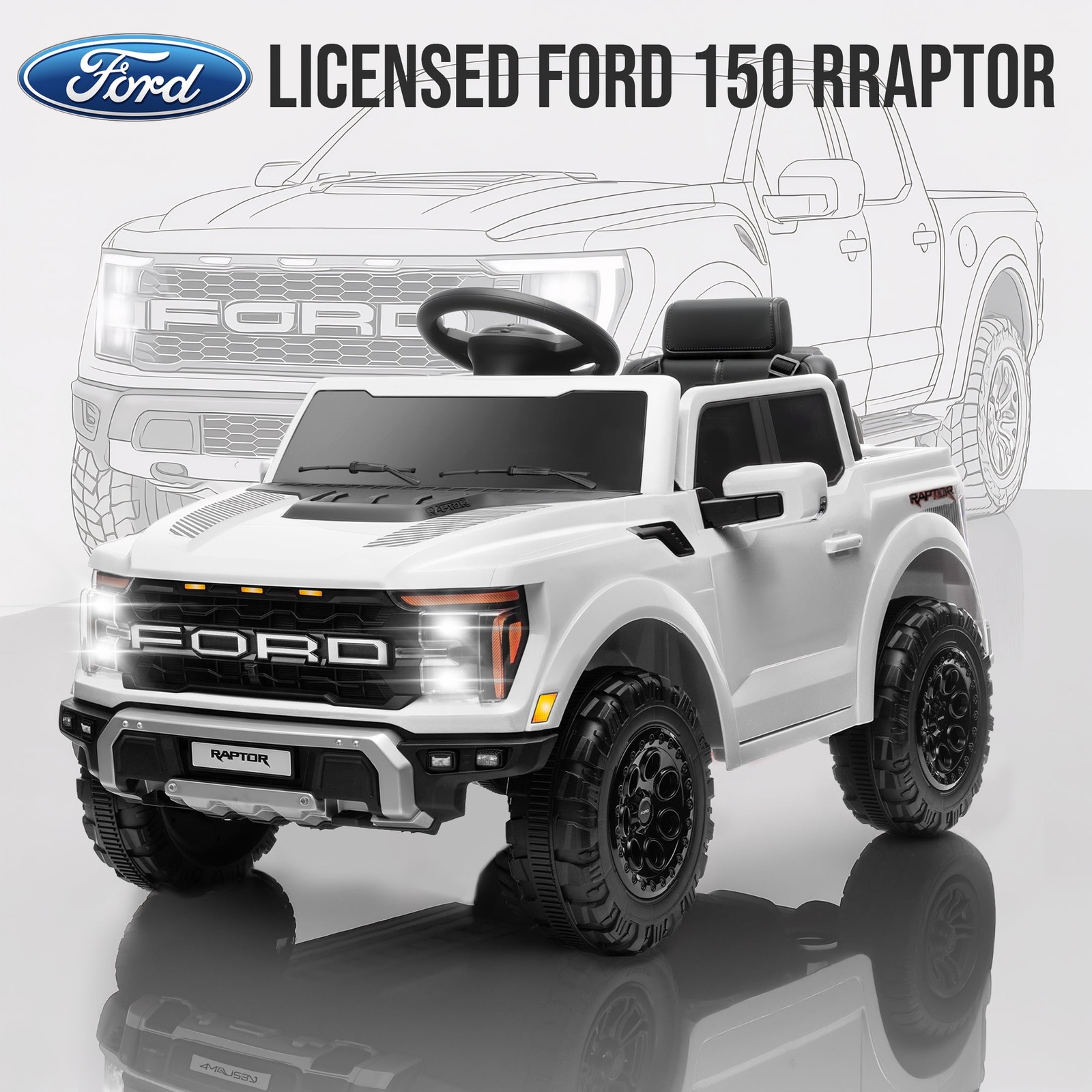 Ford F150 12V Ride On Toy Car Raptor Electric Powered Truck Remote Control