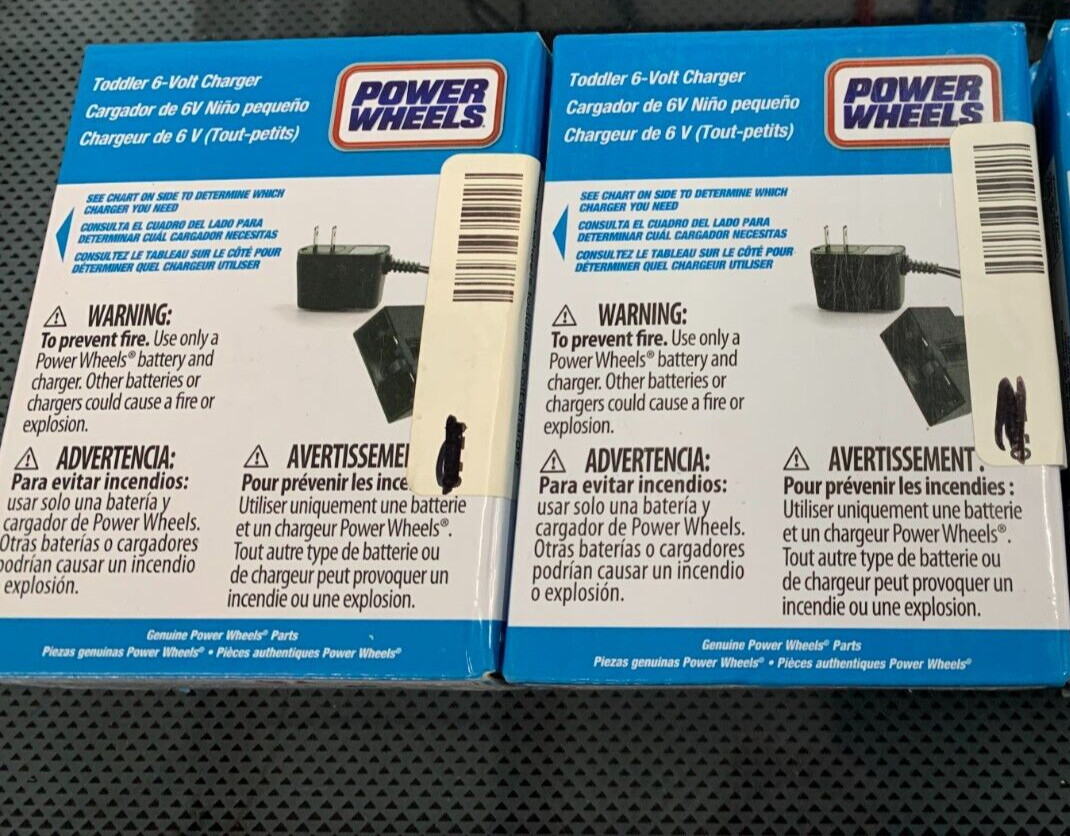 New 2-pack LOT OEM GENUINE FISHER PRICE POWER WHEELS TODDLER 6 VOLT CHARGER
