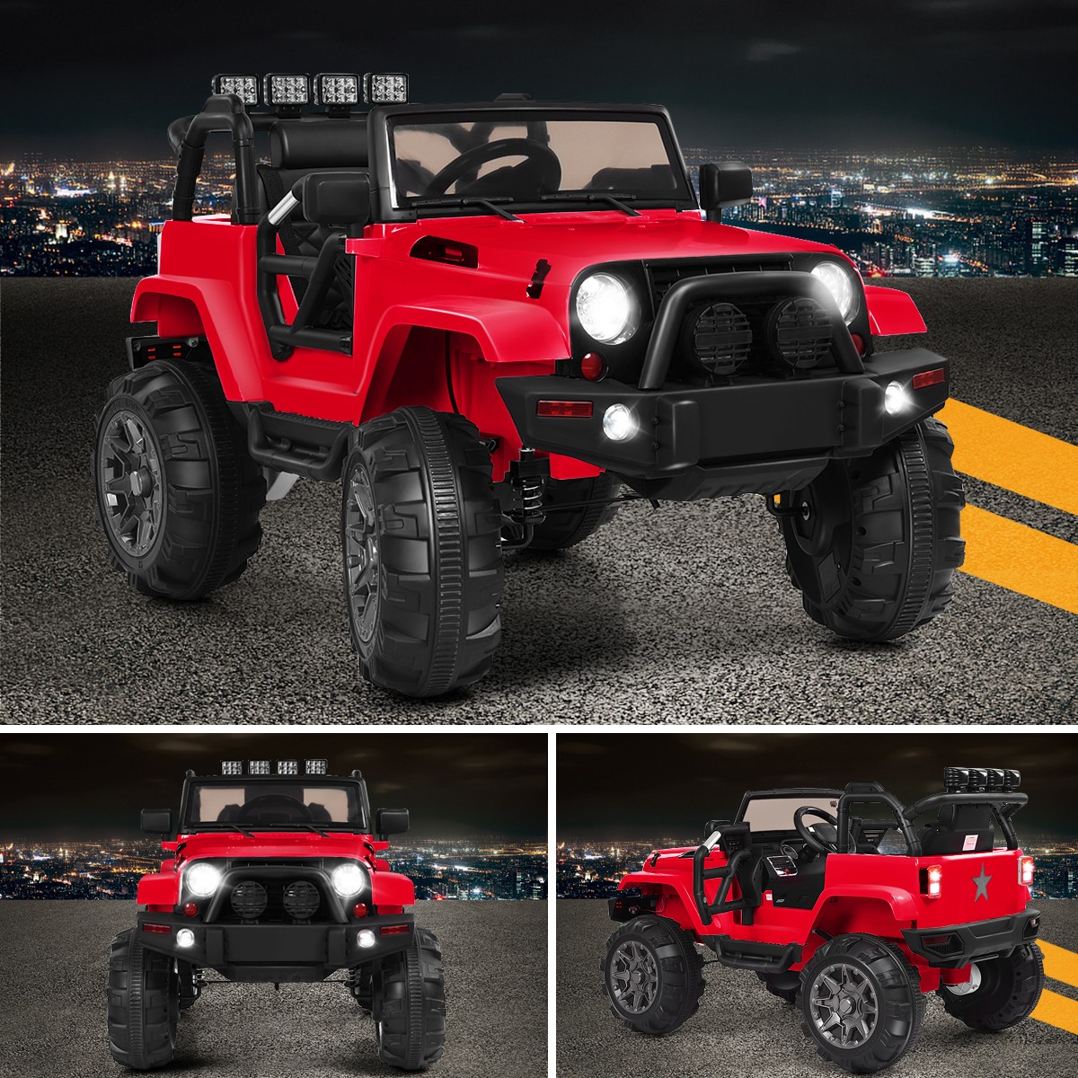 Costway 12V Kids Ride On Truck Car w/ Remote MP3 Music LED Light Red