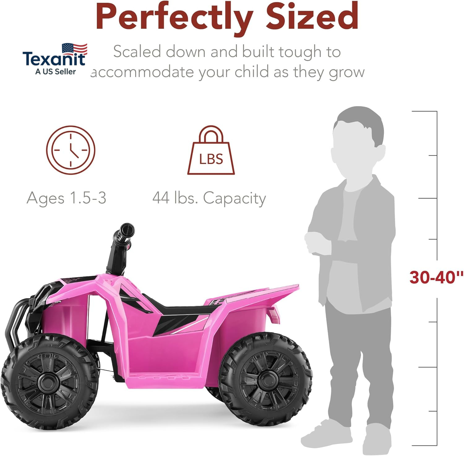 6V Kids Ride on Toy, 4-Wheeler Quad ATV Play Car W/ 1.8MPH Max Speed, Treaded Ti