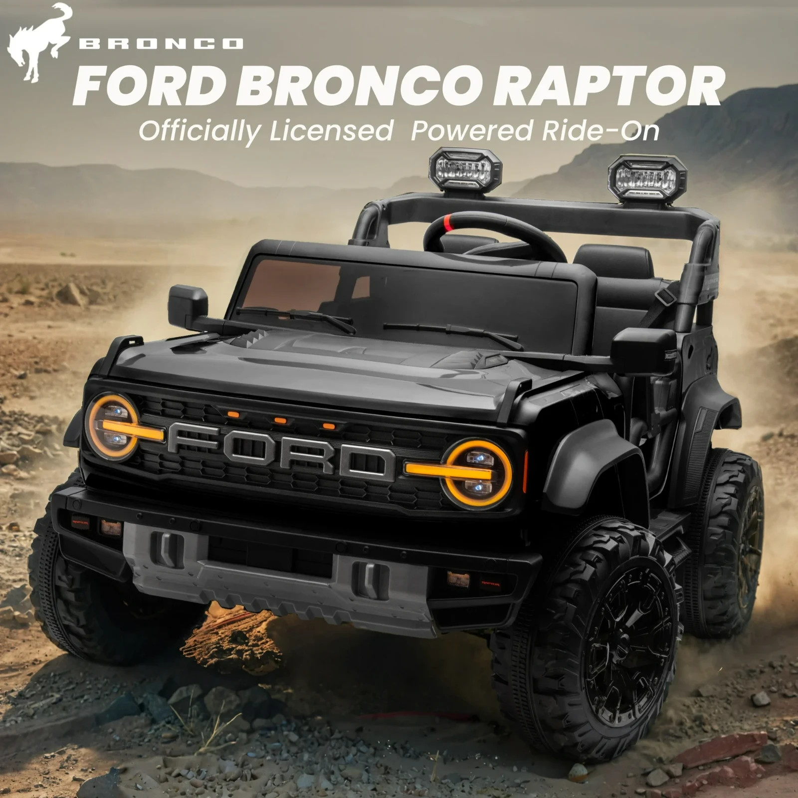24V 2 Seater Ride on Cars, Licensed Ford Bronco Raptor Powered Ride on toy truck