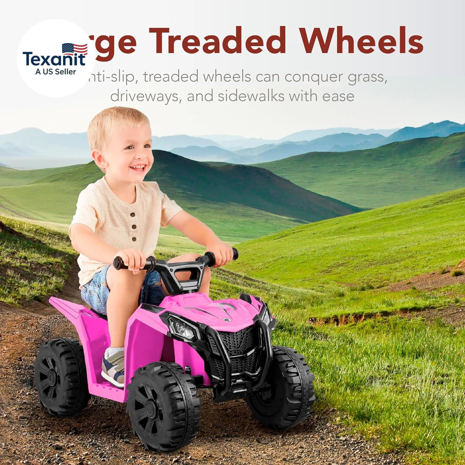 6V Kids Ride on Toy, 4-Wheeler Quad ATV Play Car W/ 1.8MPH Max Speed, Treaded Ti